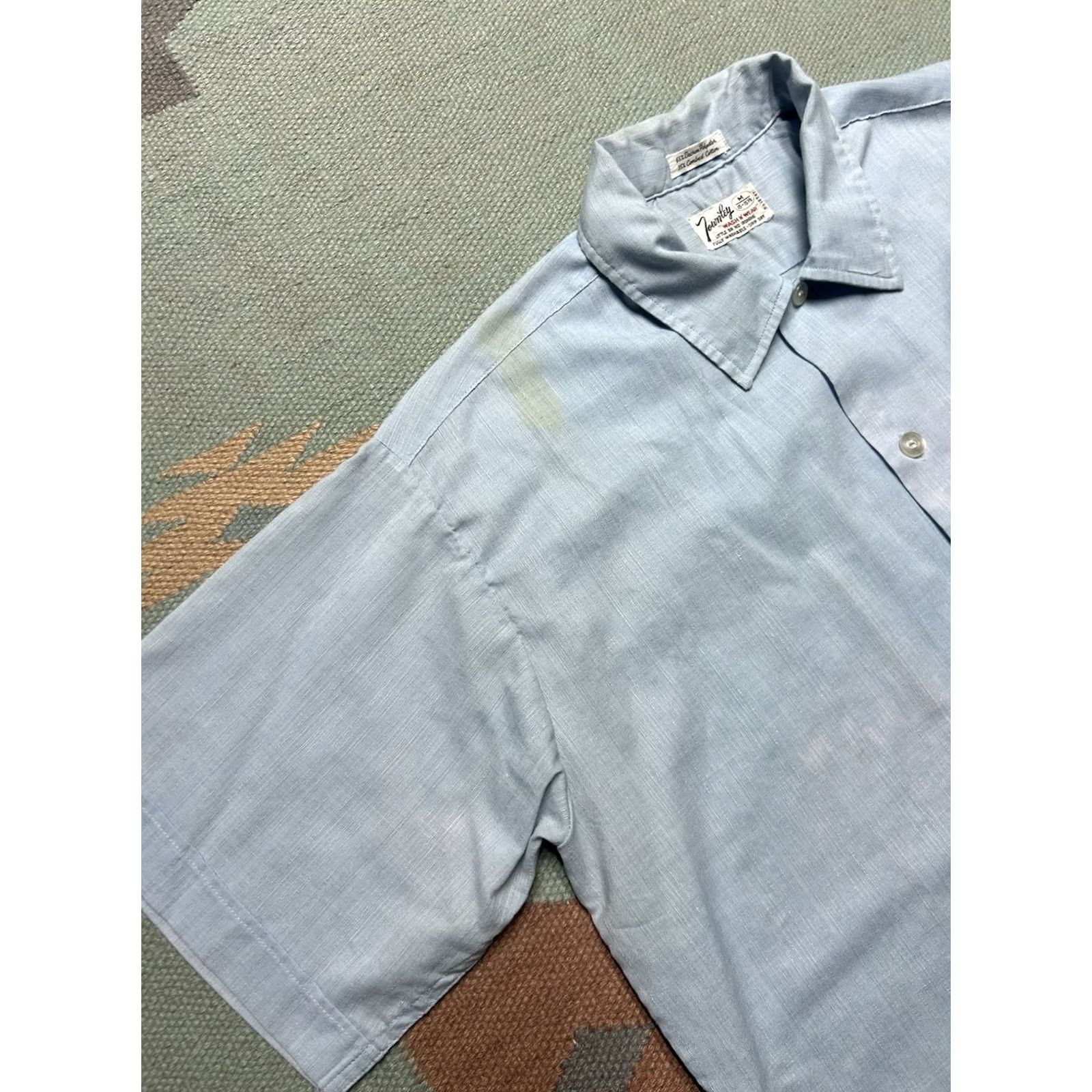 Vintage VINTAGE 60s M & M Mens Shirt M Blue Short Sleeve Button Lightweight Poly Cotton Size US M / EU 48-50 / 2 - 4 Thumbnail