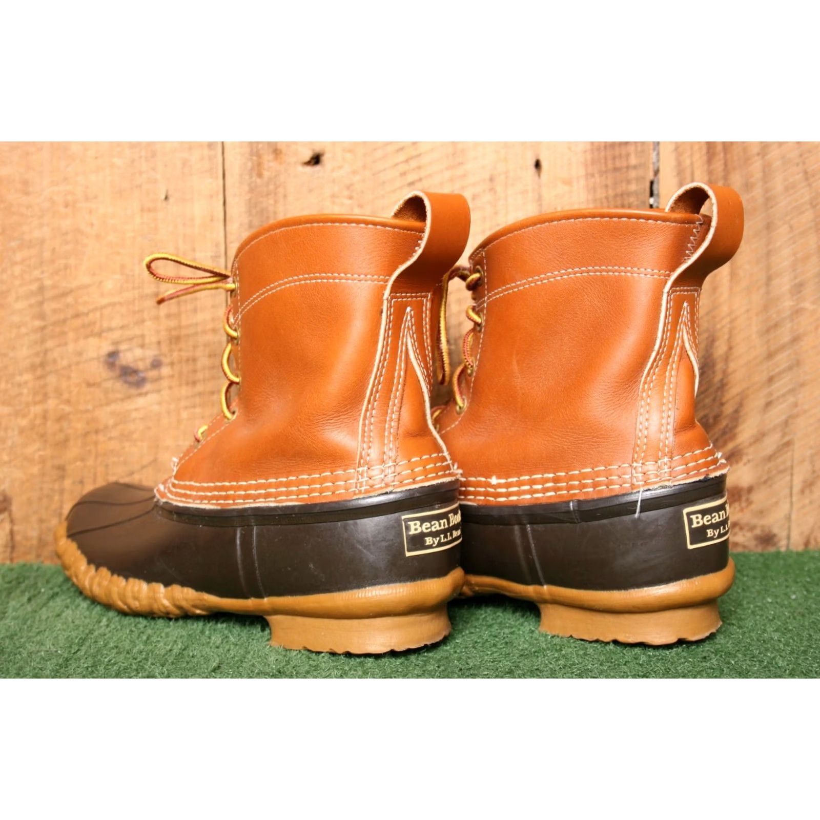 Vintage VINTAGE L.L. BEAN Boots Duck 6" Ankle Rain Boot Women 7M Tan Brown Rubber Leather 5-Eye 2010s Size US 7 / IT 37 - 3 Thumbnail