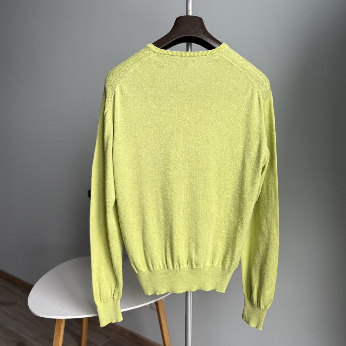 Loro Piana Loro Piana Lime Green Cotton V-Neck Sweater Size 50 Size US M / EU 48-50 / 2 - 6 Thumbnail