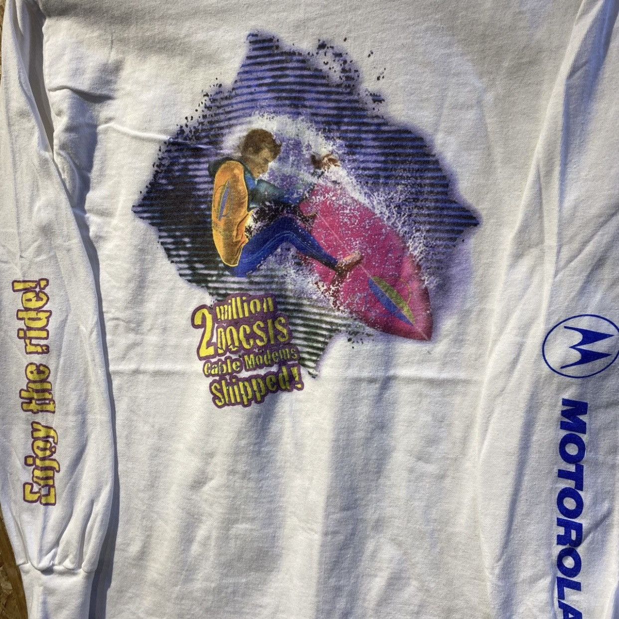 Motorola × Vintage Vintage 90s Motorola Surf Design Long Sleeve Shirt/ S Size US S / EU 44-46 / 1 - 3 Thumbnail