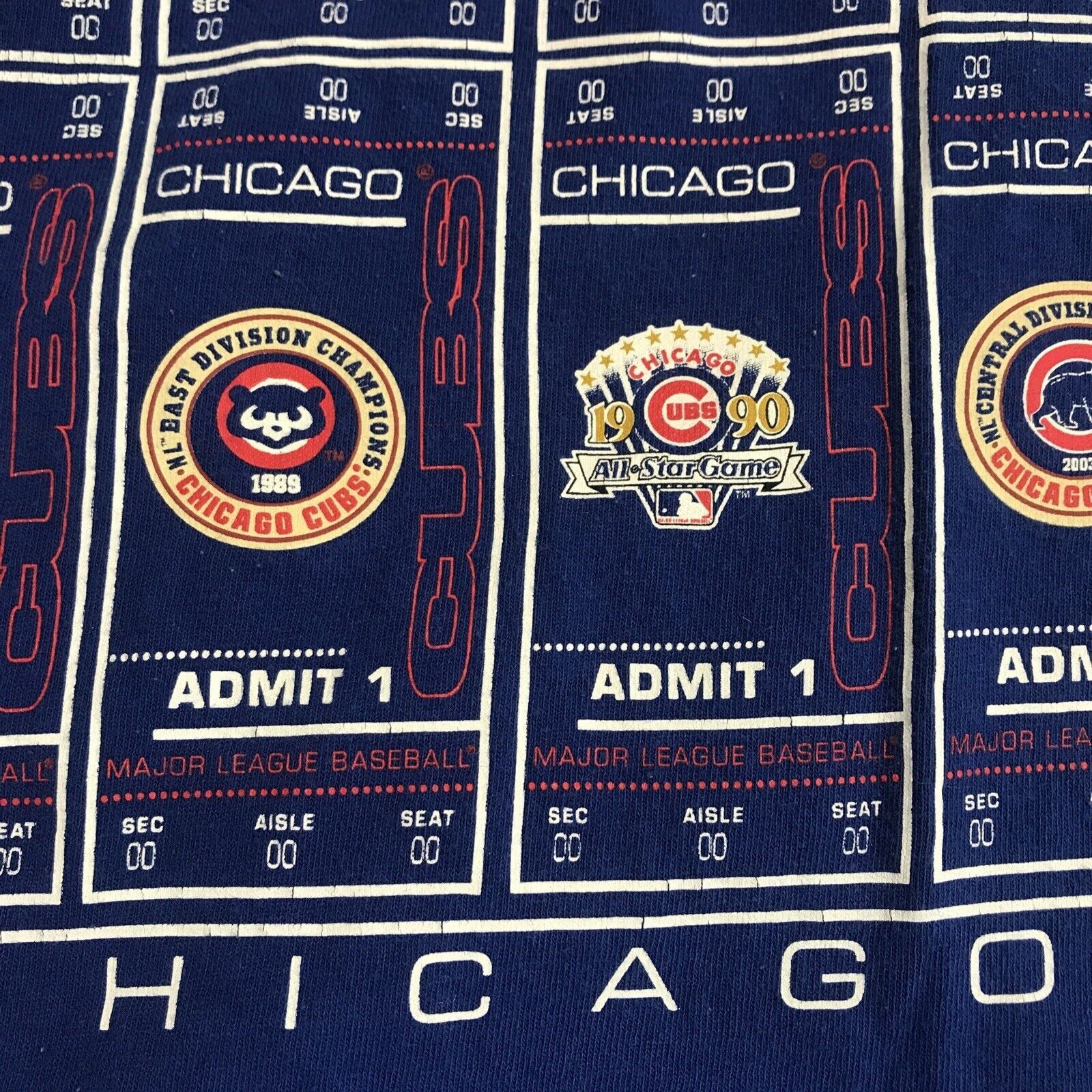 Majestic Majestic Chicago Cubs MLB Basebal Ticket Shirt Adult Large B Size US L / EU 52-54 / 3 - 9 Thumbnail