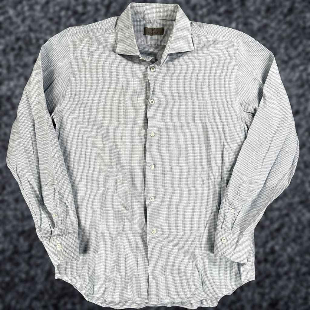 Canali Canali Dress Shirt Mens 42/16.5 Blue Check Long Sleeve Spread Collar Italy Size 46R - 1 Thumbnail
