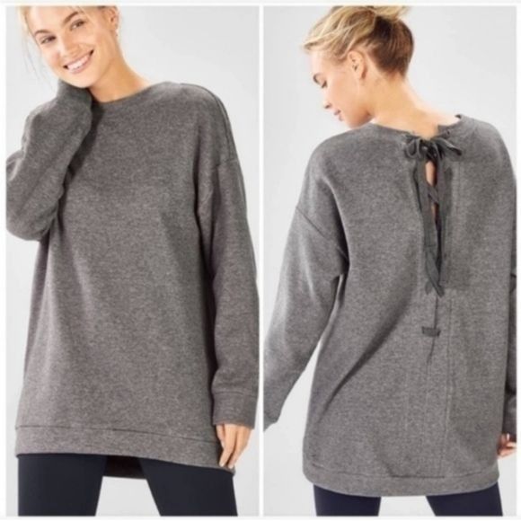 Fabletics Fablethics Nina Gray Hockey Lace-up Neckline Long Sleeve Sz. Size S / US 4 / IT 40 - 2 Thumbnail