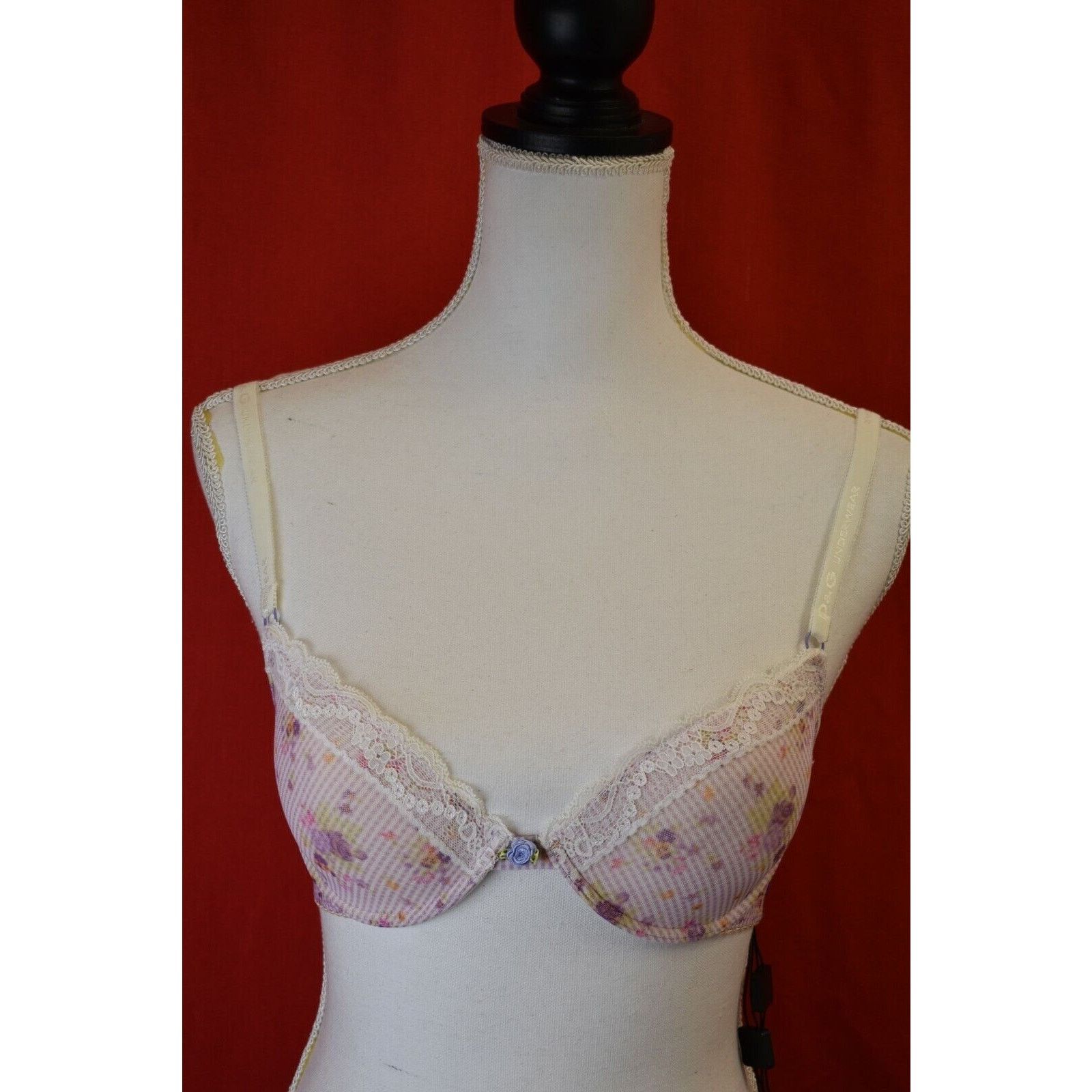 Dolce & Gabbana DOLCE GABBANA MULTICOLOR FLORAL PLUNGE PUSH UP BRA 32 D Size ONE SIZE - 1 Thumbnail