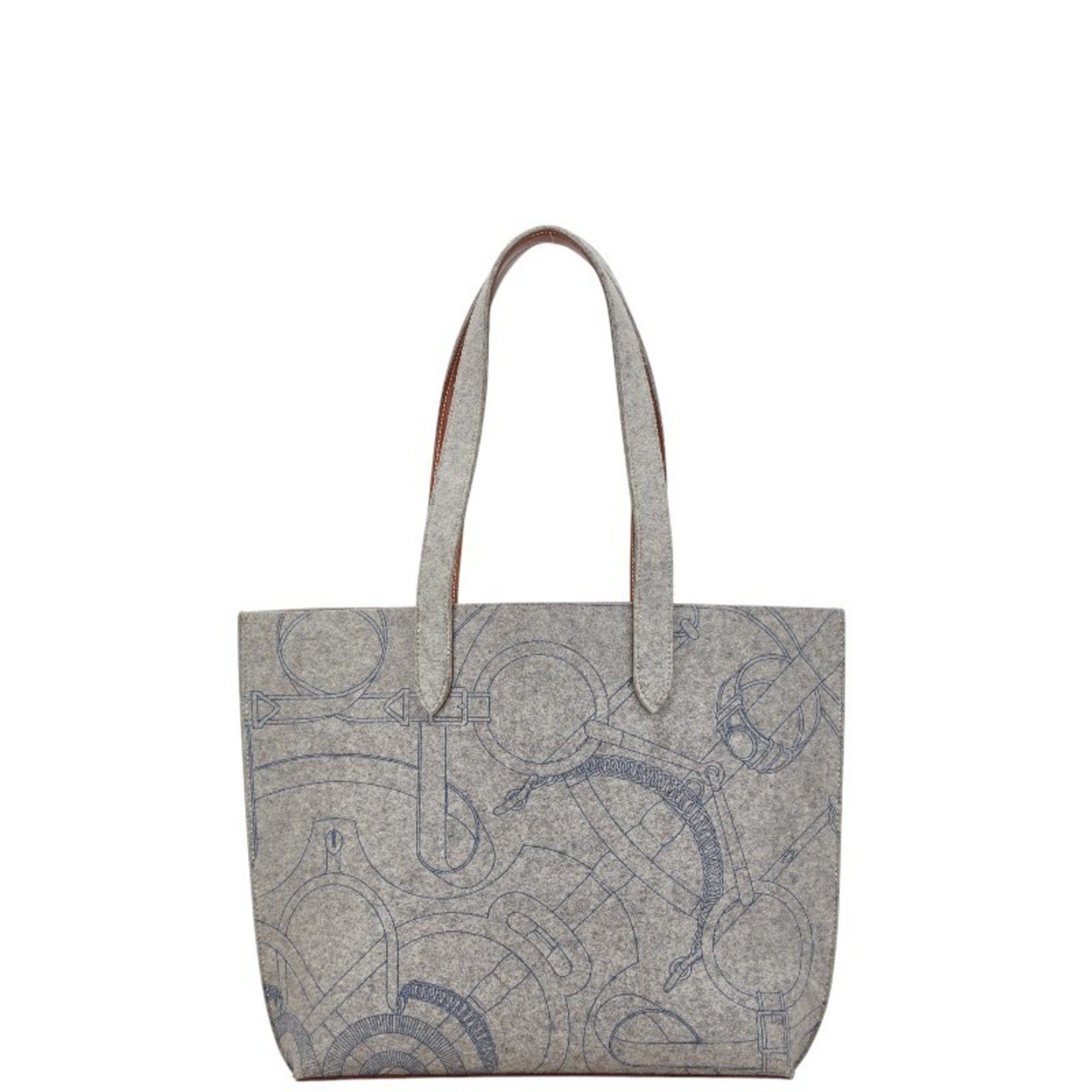 Hermes Hermes Sac Karimi MM Tote Bag Shoulder Grey Felt Calf Leather Women's HERMES Size ONE SIZE - 1 Thumbnail