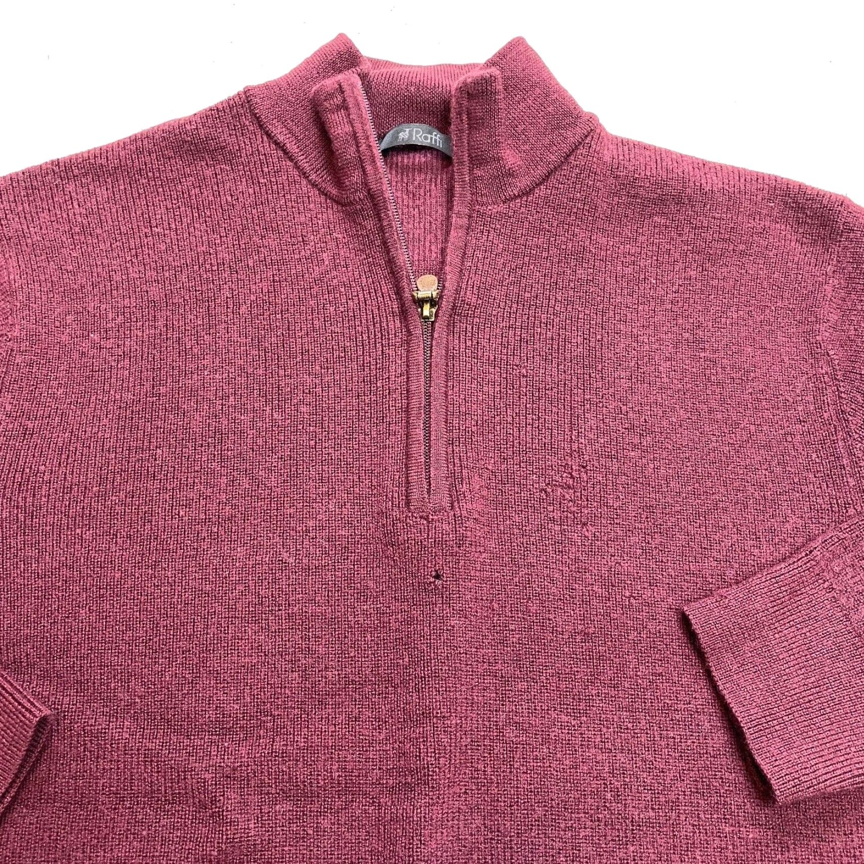 Vintage Raffi Sweater Mens XL Red 100% Merino Wool Extra Fine 1/4 Zip Pullover Knit Long Sleeve Casual Business Size US XL / EU 56 / 4 - 3 Thumbnail