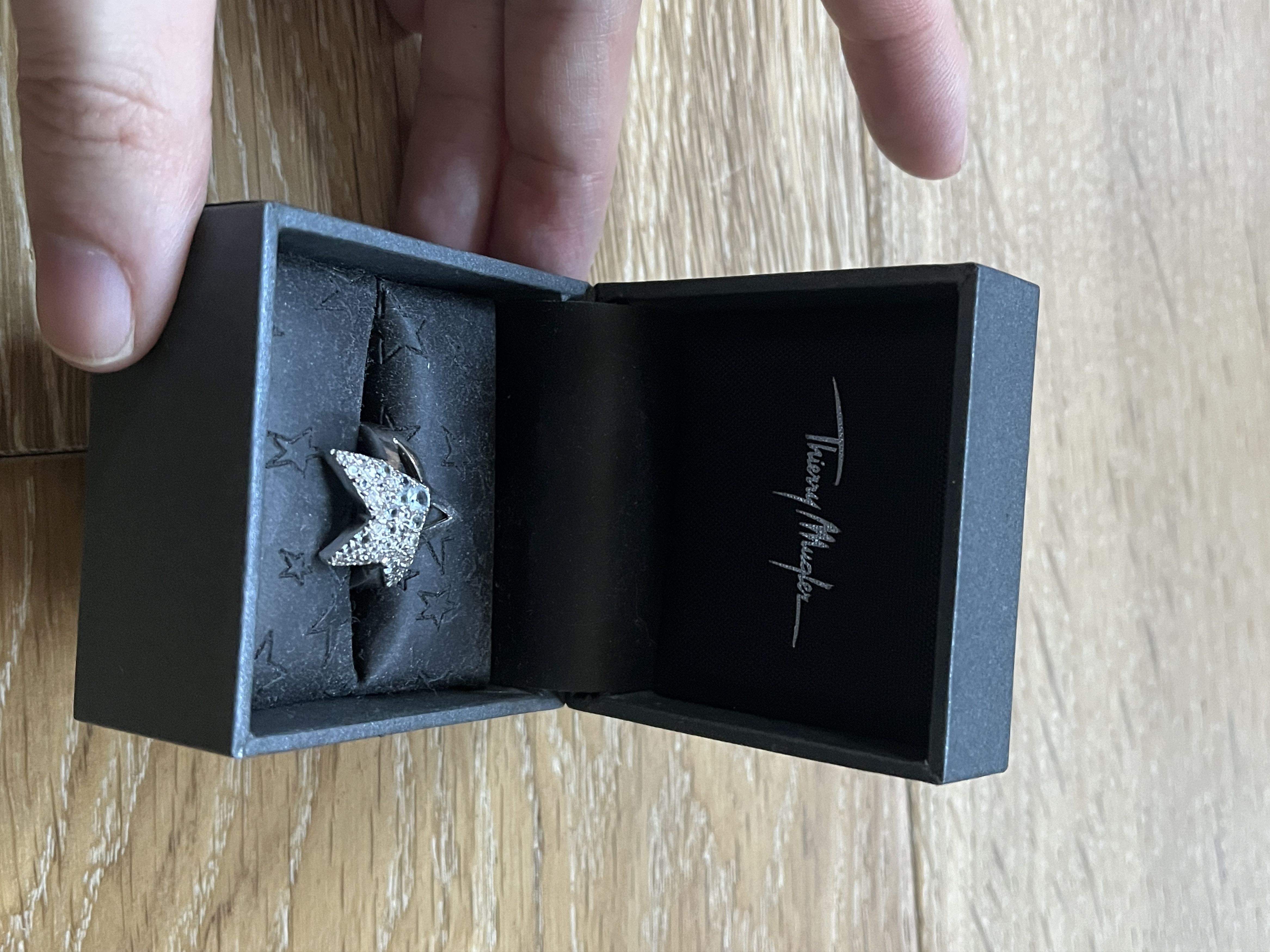 Mugler Star Ring Blue Gem .925 Silver Size ONE SIZE - 2 Thumbnail