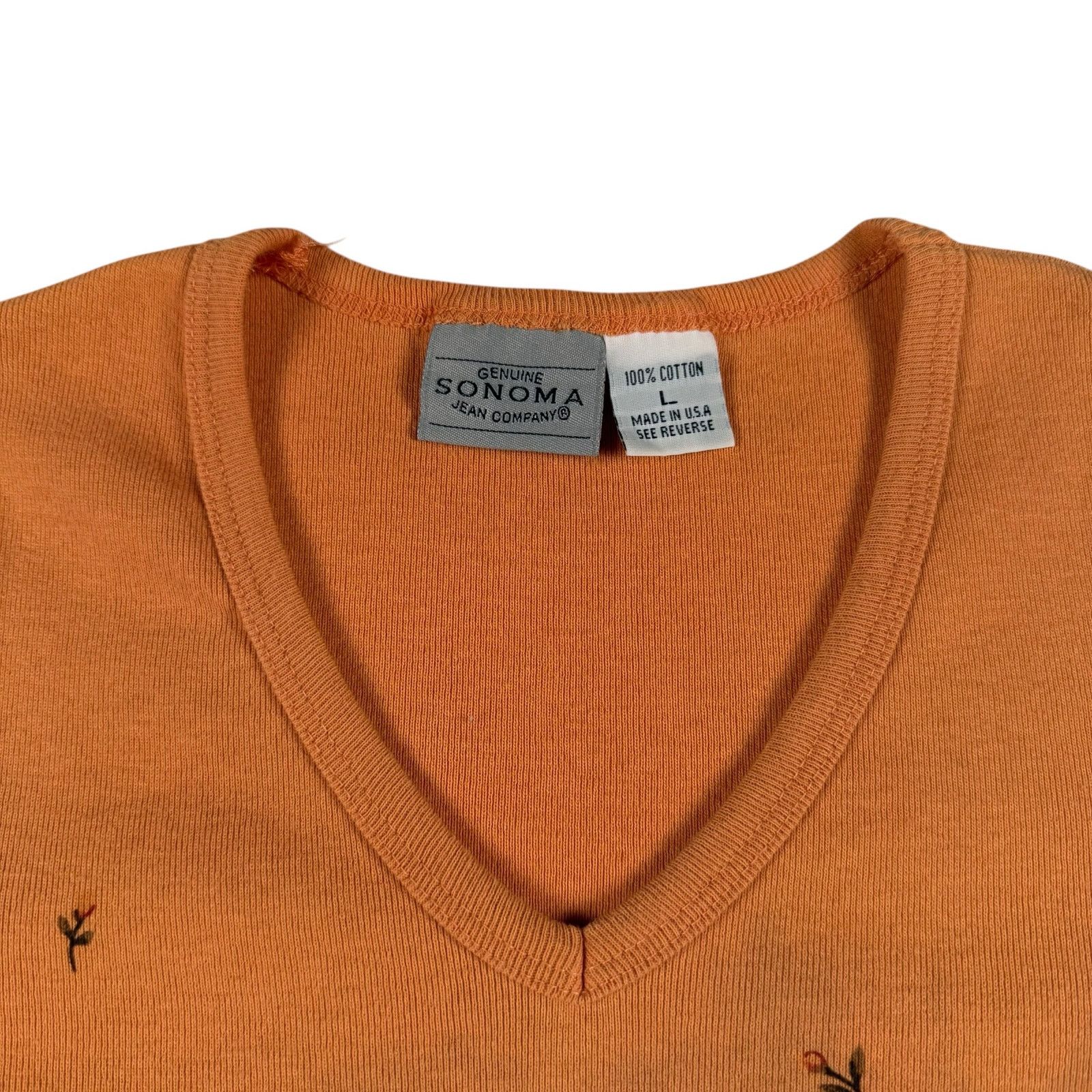 Sonoma Vintage y2k Sonoma Women's Orange Floral Ombré Top Blouse Size L / US 10 / IT 46 - 3 Thumbnail