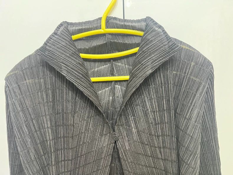Issey Miyake Issey Miyake size:4 A dark brown pleated coat with bamboo Size L / US 10 / IT 46 - 2 Thumbnail