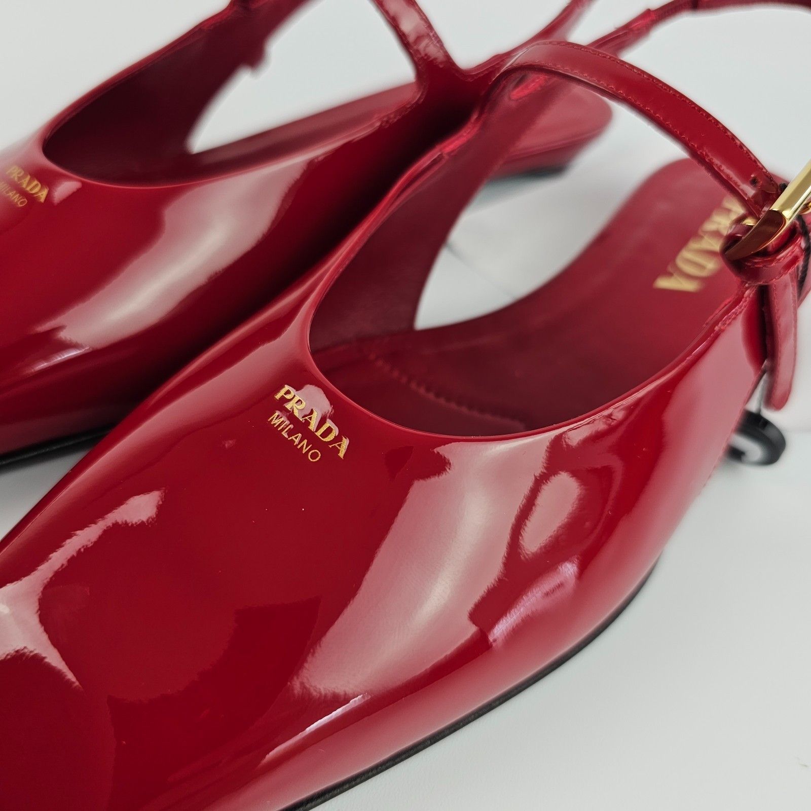 Prada PRADA Red Patent Leather Slingback Ballerinas New Size US 9 / IT 39 - 5 Thumbnail