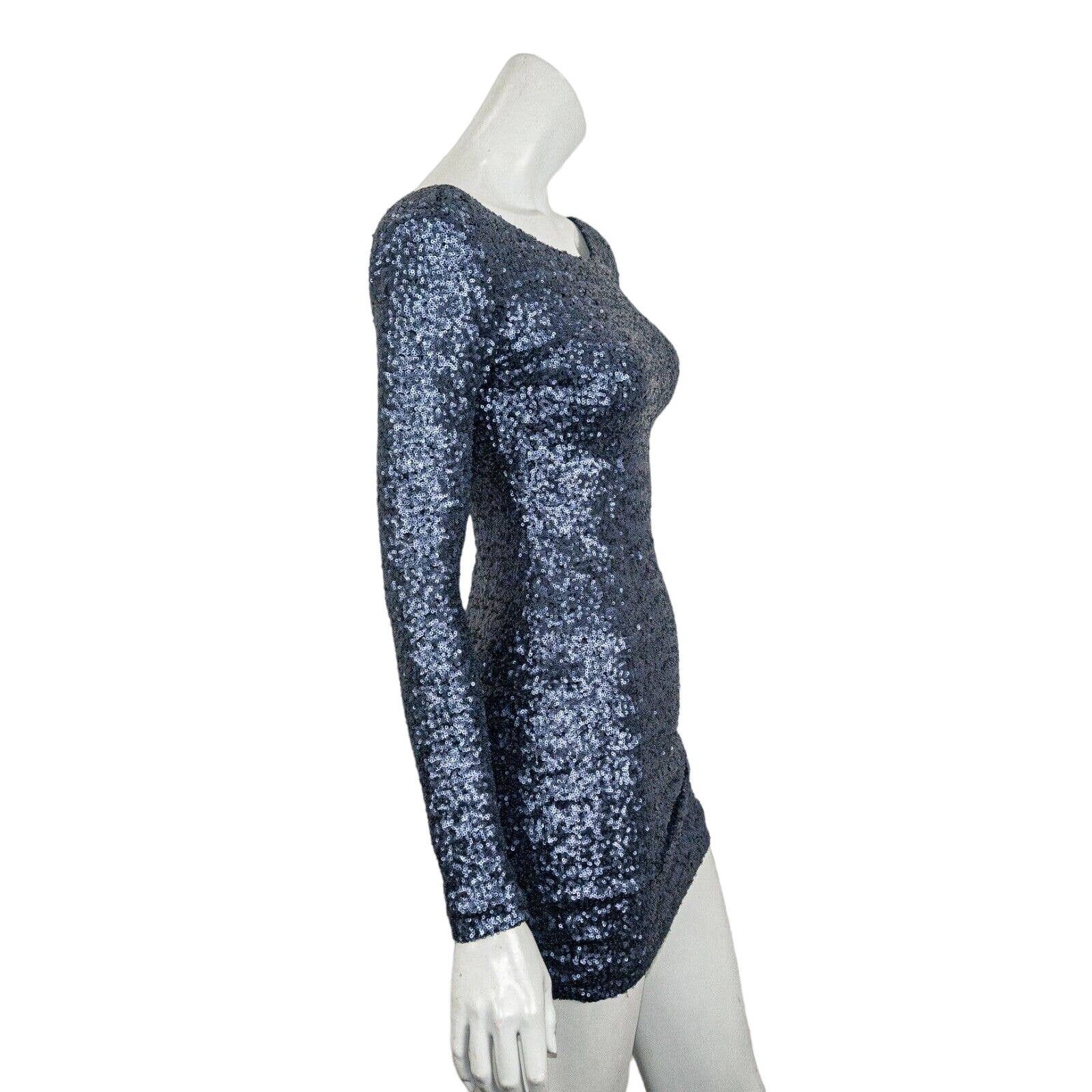 Other NICHOLAS Blue Sequin Bodycon Dress Scoop neck Long Sleeve Size M / US 6-8 / IT 42-44 - 3 Thumbnail