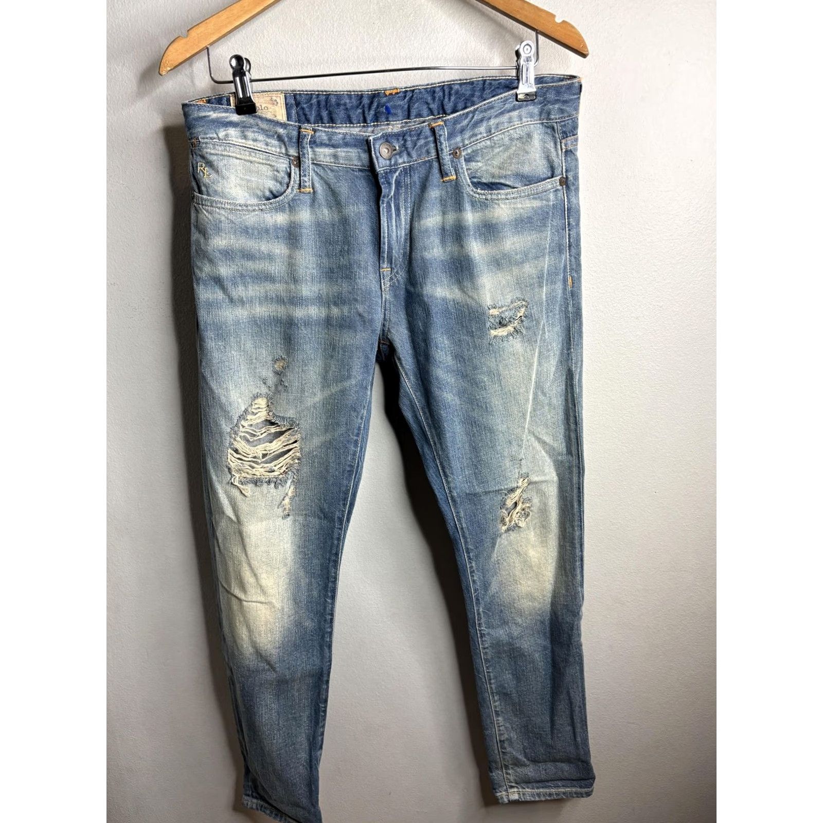 Polo Ralph Lauren Polo Ralph Lauren Jeans Womens 28 Blue Denim Astor Boyfriend Distressed Ripped Jeans Size 28" / US 6 / IT 42 - 4 Thumbnail