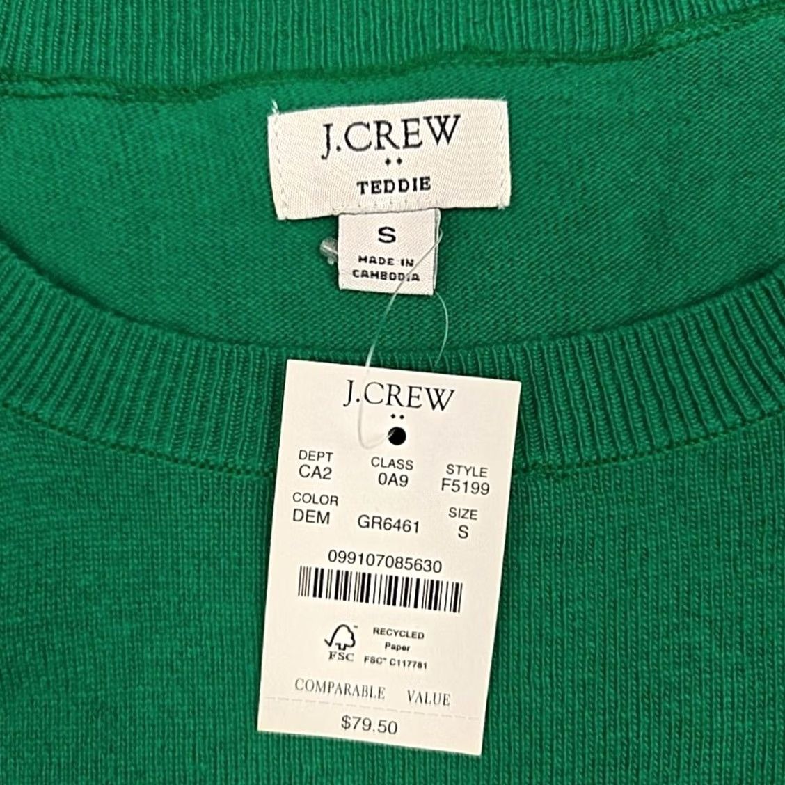 J.Crew J.Crew Sweater Womens S Green Merino Wool Crewneck Knit Pullover Regular Size Small Casual Fall Knitwear New with Tags Size S / US 4 / IT 40 - 2 Thumbnail