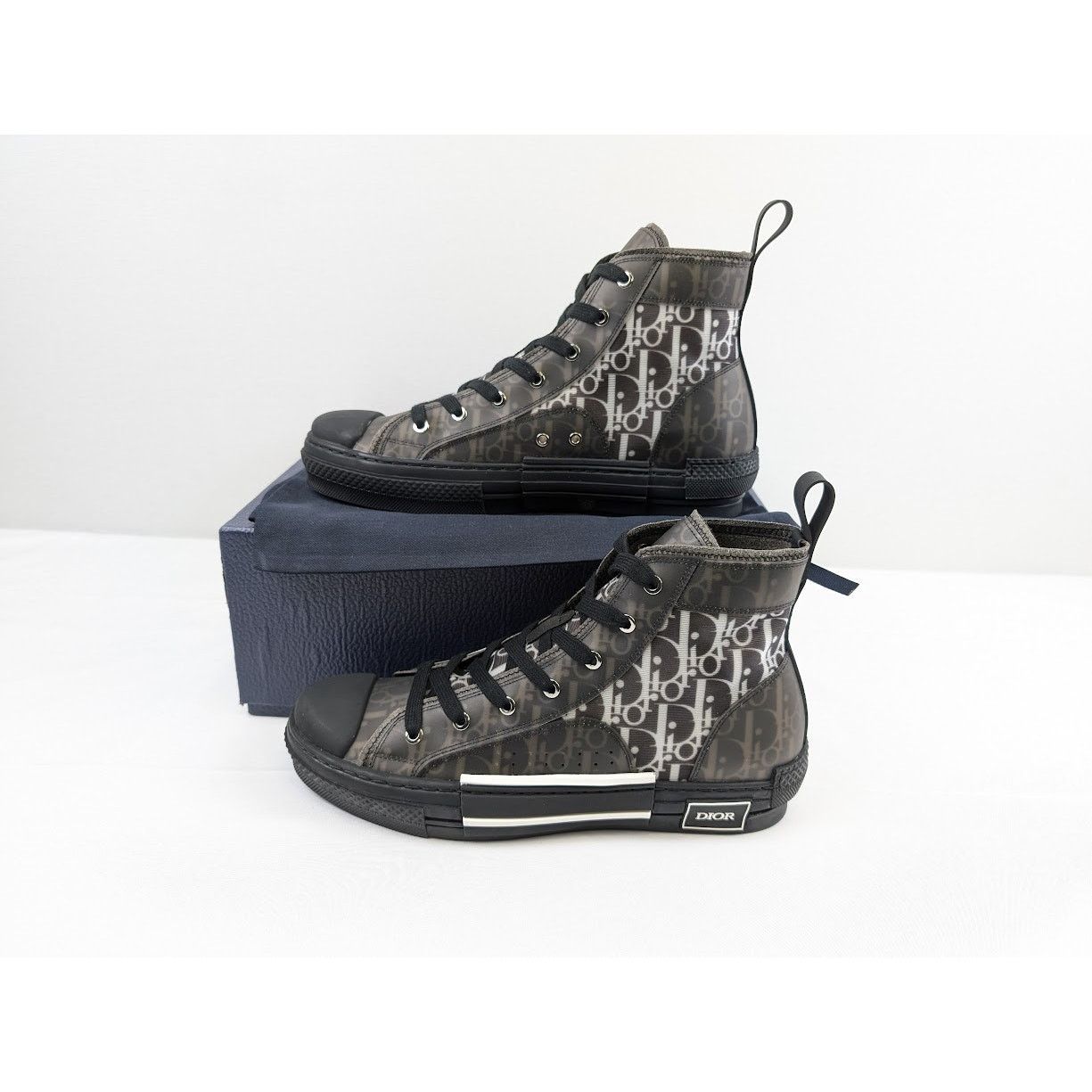 Dior o1rshd1 B23 Oblique High-Top Sneakers in Black / White Size US 12 / EU 45 - 19 Thumbnail