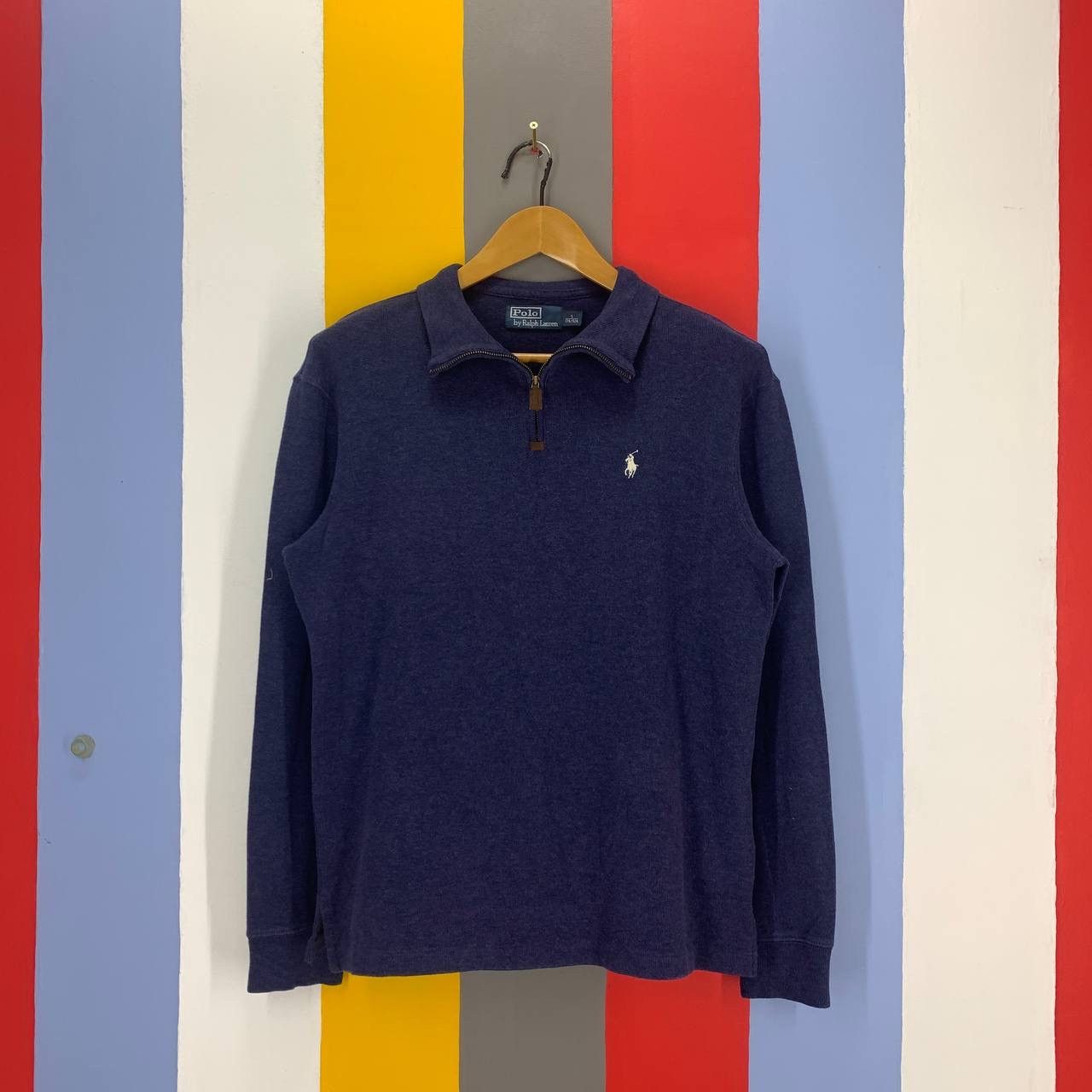 Vintage Y2K Polo Ralph Lauren Gray Cotton Half Zip Pullover