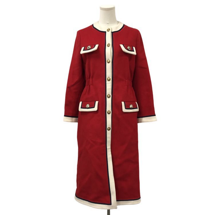 Gucci Gucci Red Wool Trim Coat Size 42 Size M / US 6-8 / IT 42-44 - 1 Thumbnail