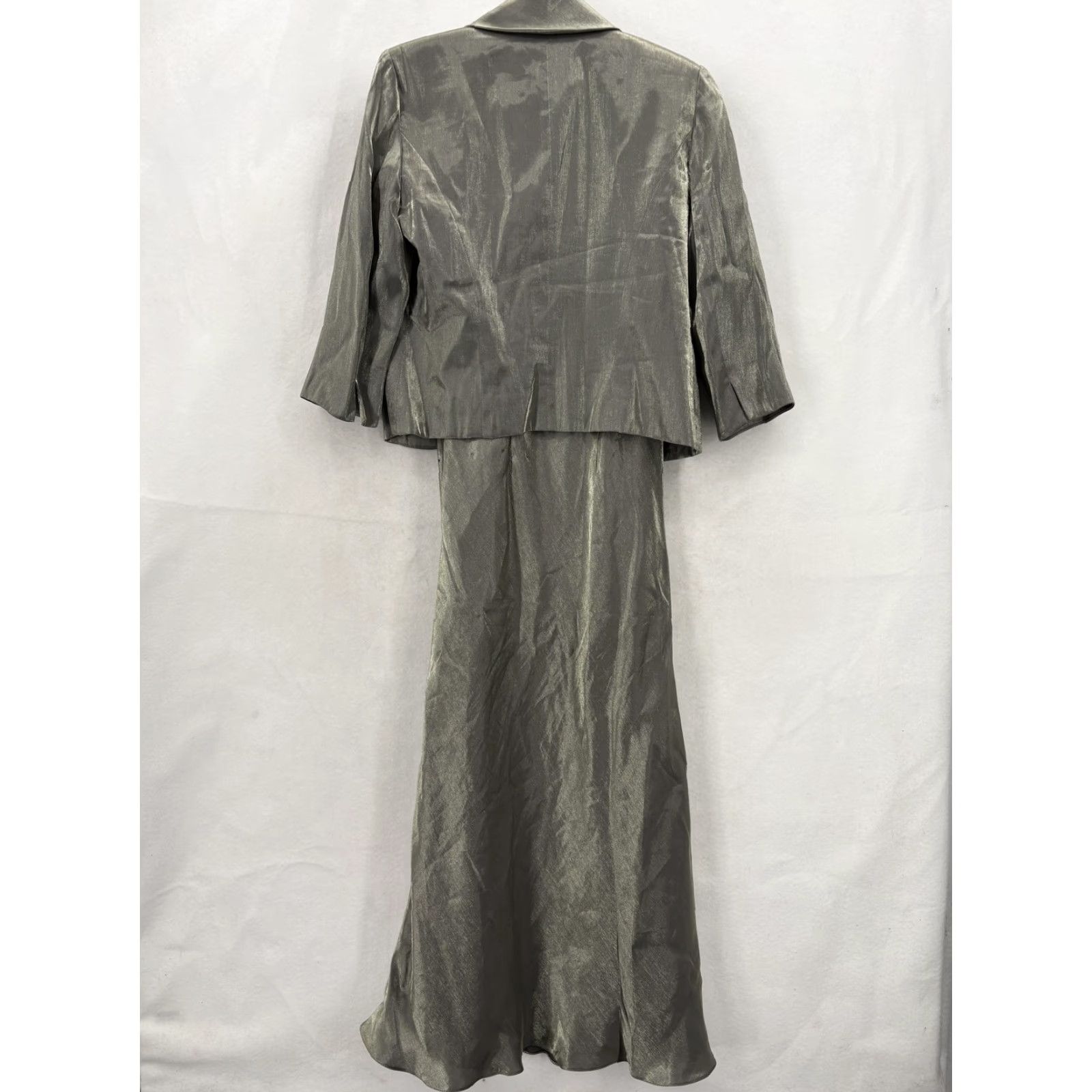 Alex Evenings Alex Evenings Dress Gown Jacket Set Womens 10 Gray Beaded Sequin Formal Wedding Set 2 Piece Dress Jacket Size L / US 10 / IT 46 - 2 Thumbnail