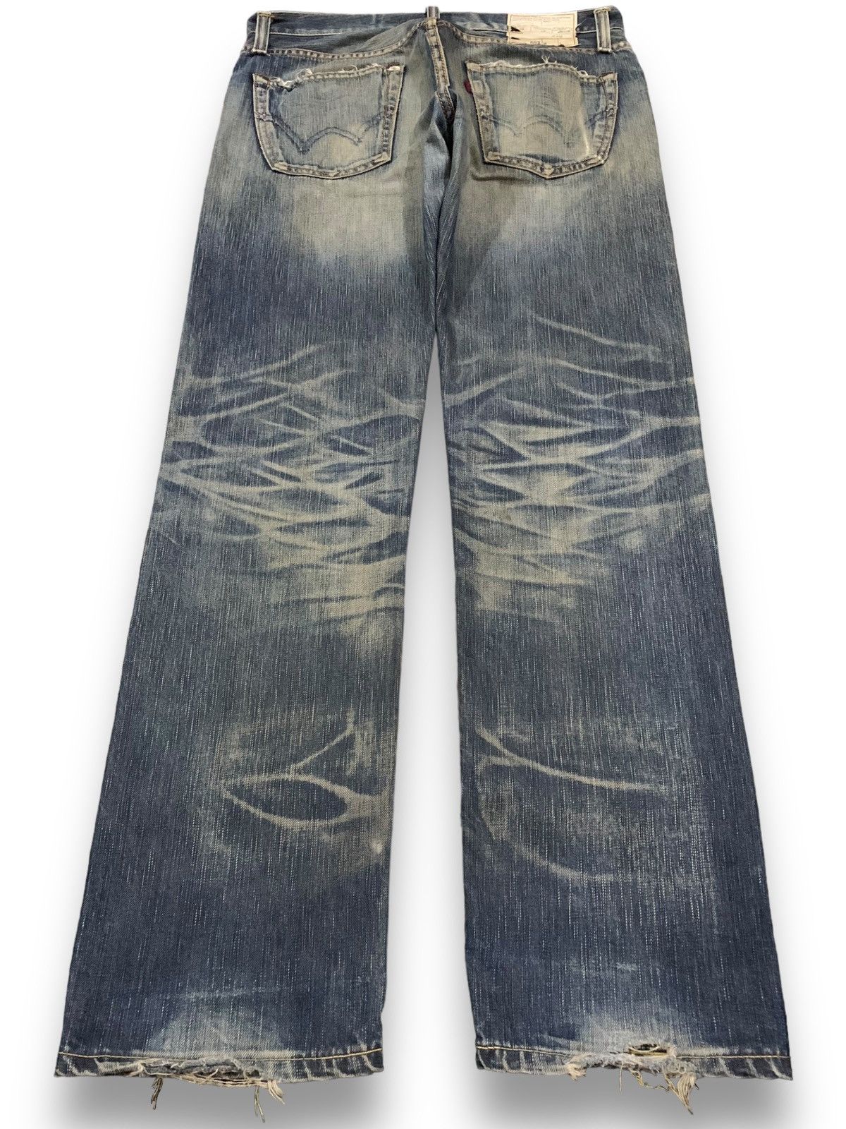 Edwin Vintage Edwin 503 Whiskers Mud Wash Loose Distressed Jeans Size US 33 - 2 Thumbnail