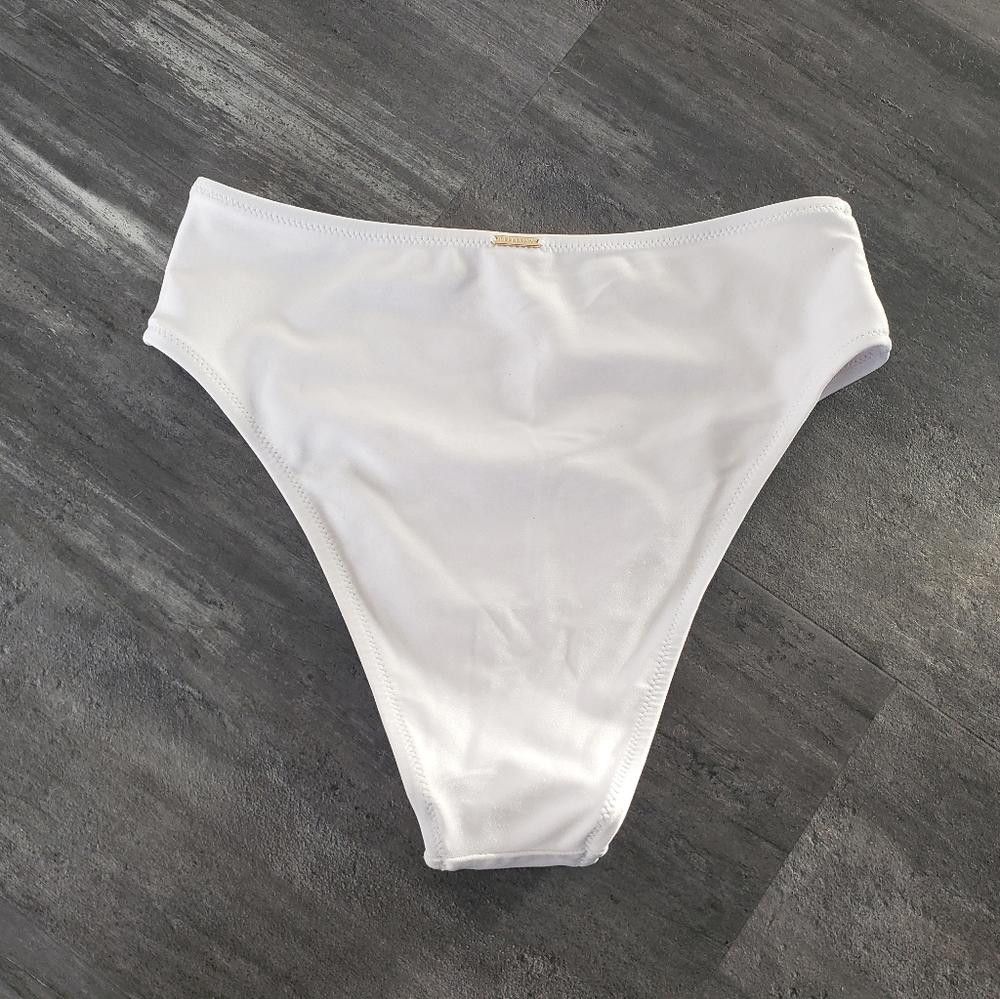 Designer White Metallic RELLECIGA High Waist Bikini Bottoms Size ONE SIZE - 2 Thumbnail