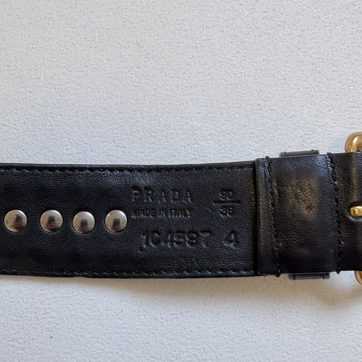 Prada Black Leather ‘Round Metal Studded’ Belt Size ONE SIZE - 12 Thumbnail