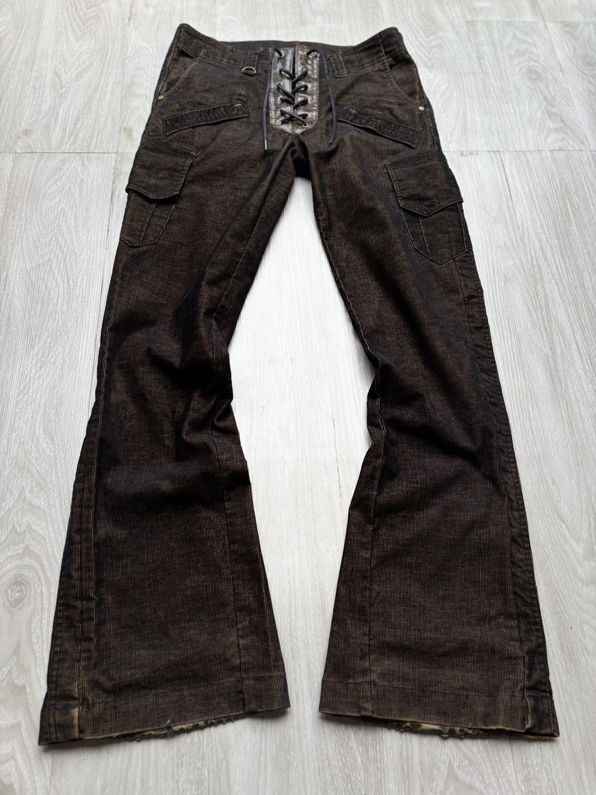 semanticdesign Corduroy lace up cargo flare pants Size US 29 - 1 Thumbnail