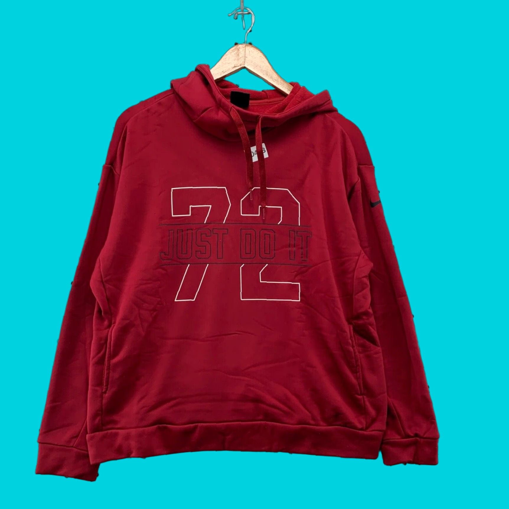 Nike Nike Hoodie Mens Small Red JUST DO IT 72 Spell Out Hooded 22x24 Sweatshirt Size US S / EU 44-46 / 1 - 1 Thumbnail