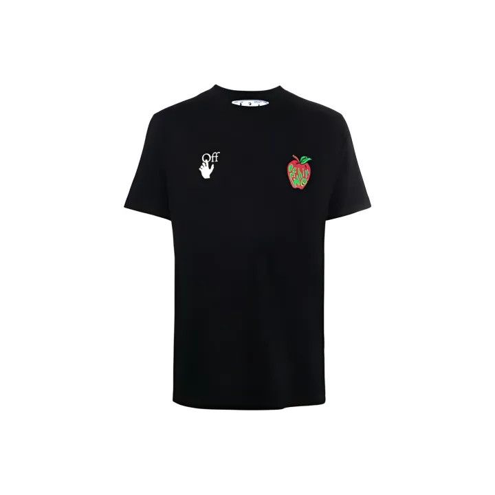 Off-White Off-White Black Apple Print Short Sleeve T-Shirt 0079 Size US L / EU 52-54 / 3 - 1 Thumbnail