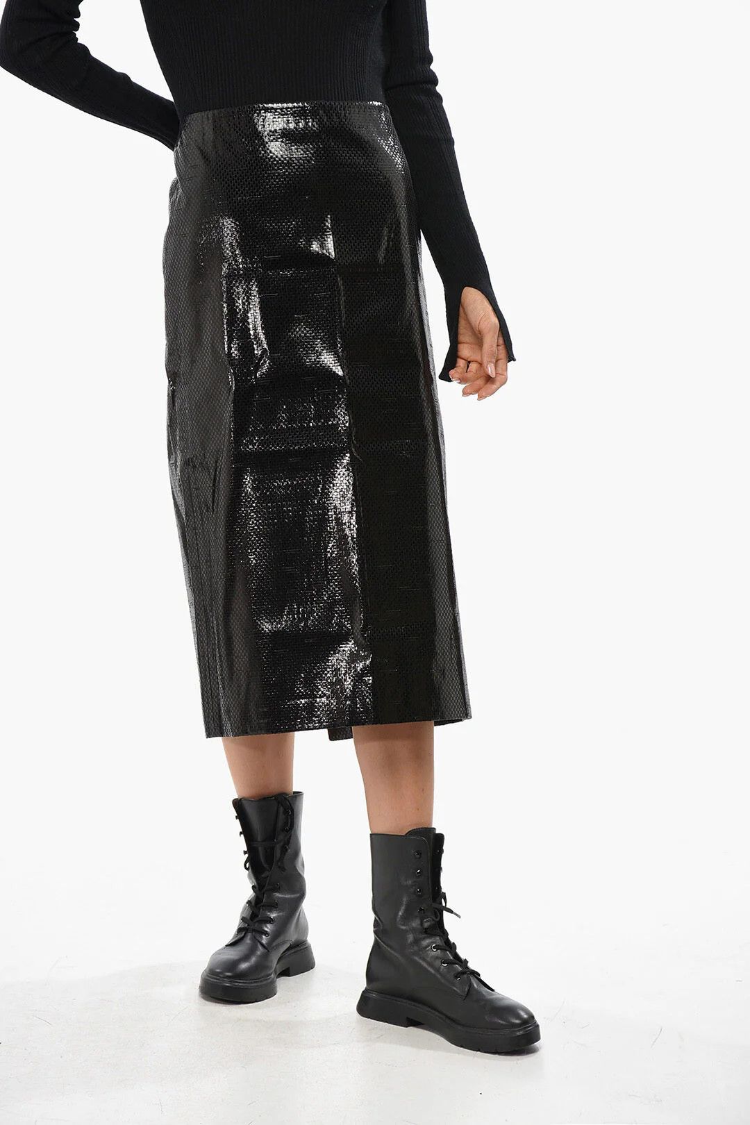 Alexander McQueen og1mm0426 Silk Sheath Longuette Skirt in Black Size 26" / US 2 / IT 38 - 1 Thumbnail