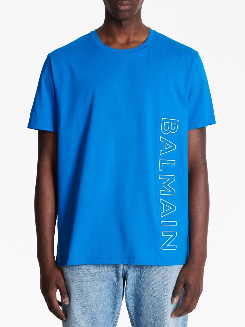 Balmain o1y0426 Logo Crewneck T-Shirt in Bright Blue Size US S / EU 44-46 / 1 - 5 Thumbnail