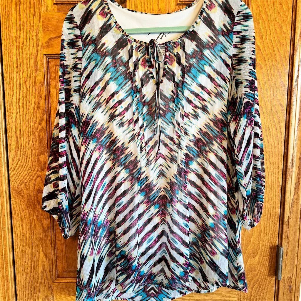 Other Miraclebody by Miraclesuit Women's Geometric Blouse 3/4 Sle Size L / US 10 / IT 46 - 1 Thumbnail