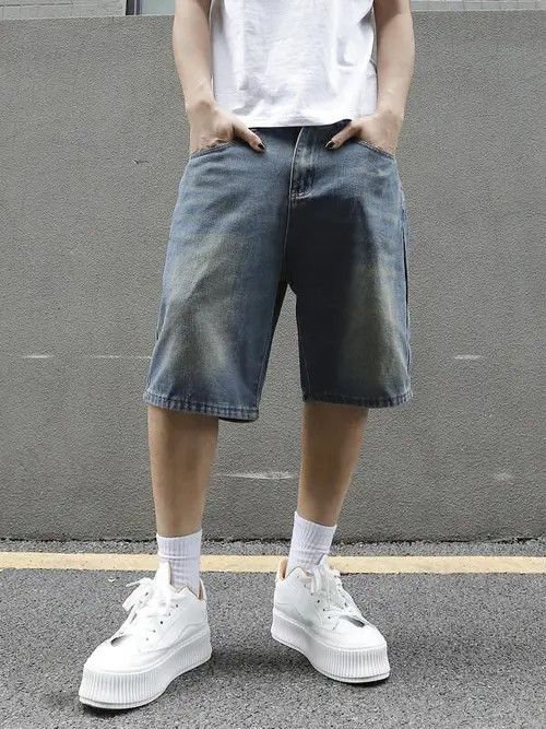 Jean Washed Y2k Shorts Jorts Distressed Denim Size US 32 / EU 48 - 3 Thumbnail
