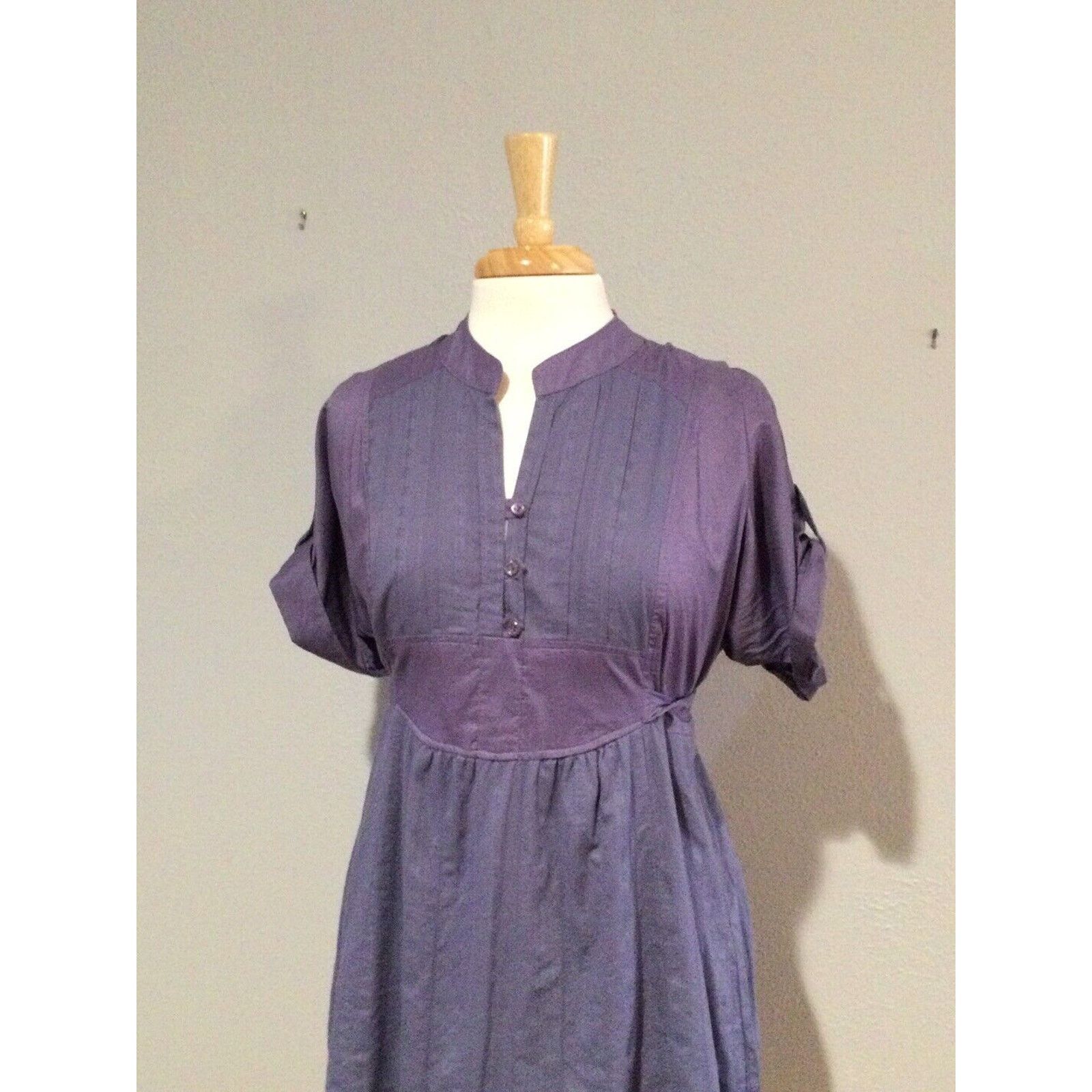 Vintage BCBGeneration Purple 3 Button Bodice Tie Back Midi Dress L Size L / US 10 / IT 46 - 3 Thumbnail