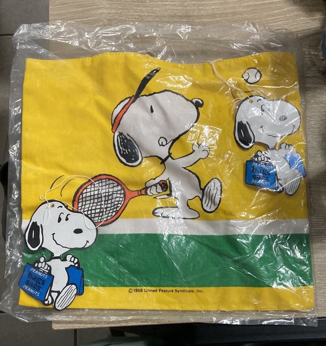 Vintage 1958 Peanuts Snoopy Tennis Canvas Tote Bag NEW MIP