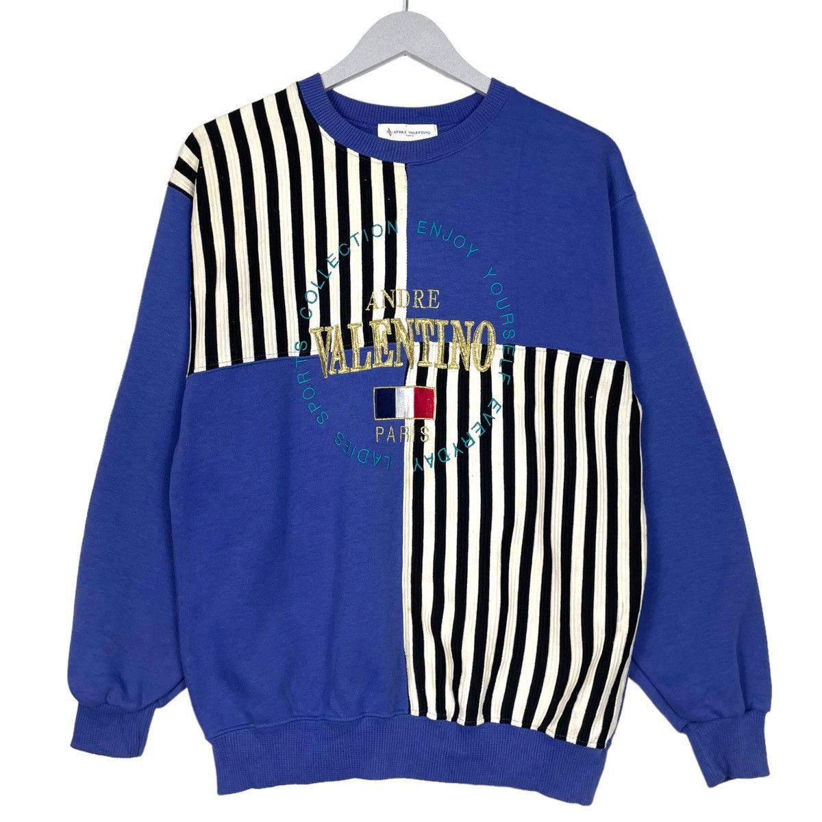 💥90s ANDRE VALENTINO EMBROIDERY LOGO CREWNECK SWEATSHIRT