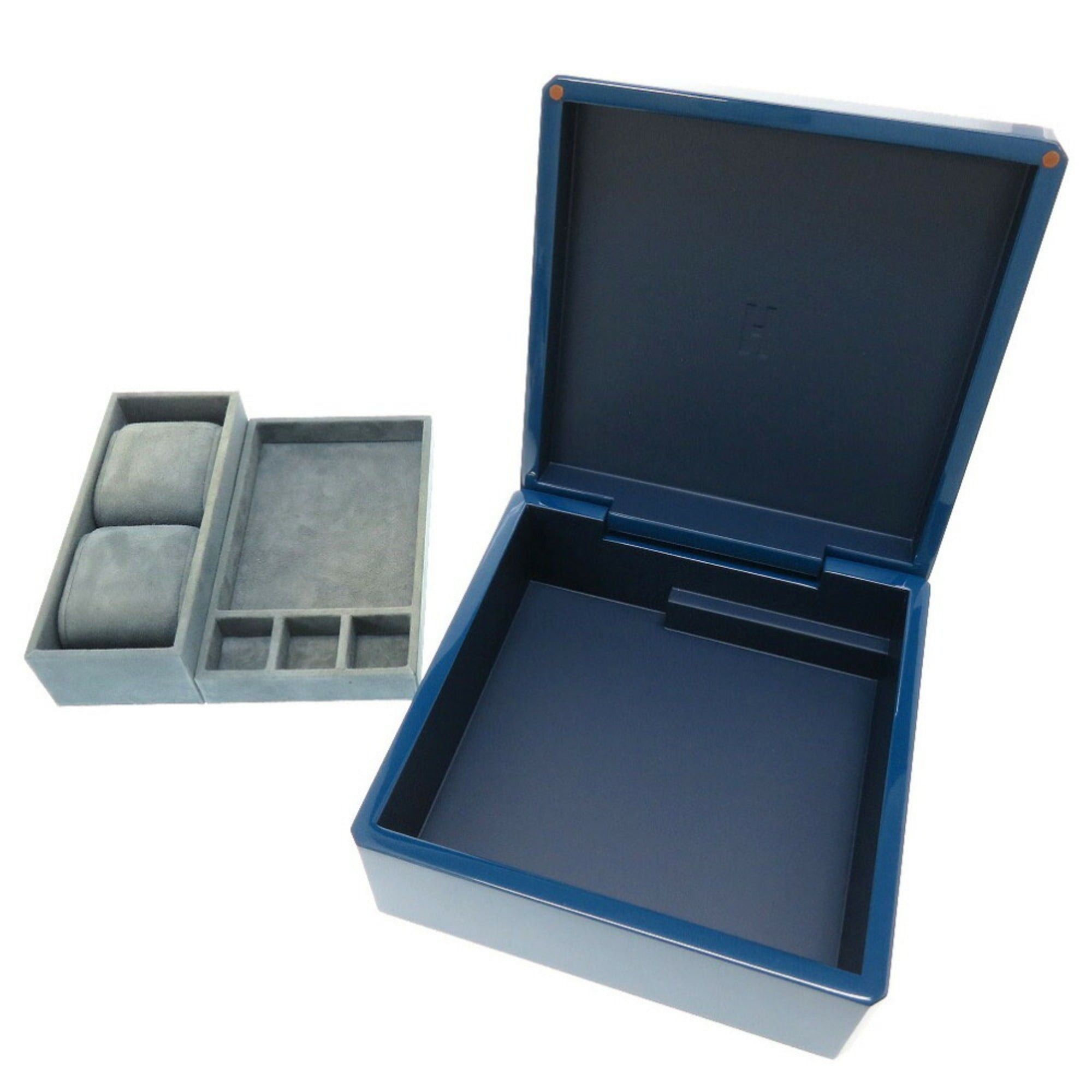 image of Hermes Watch Box Lacquer Indigo Case Blue in Black, Women's