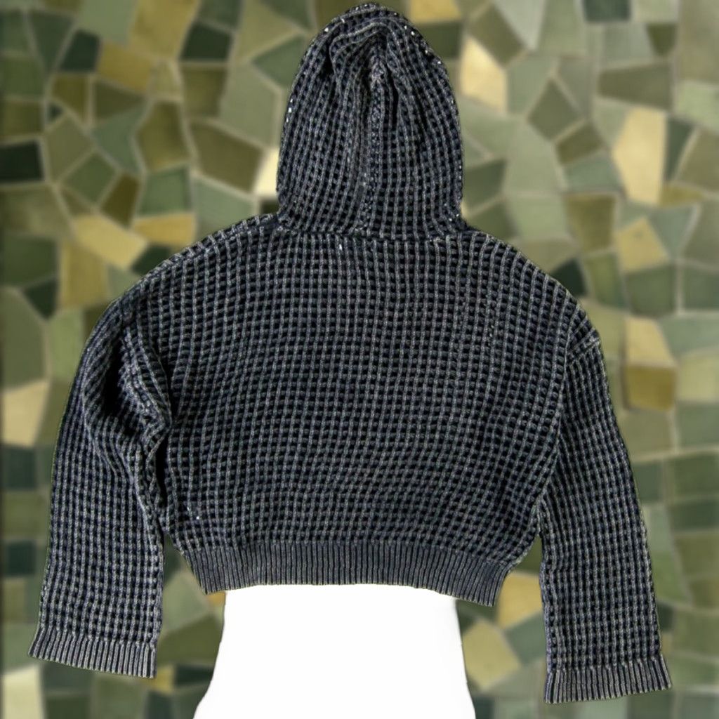 Vintage Arizona Jean Co Sweater Hooded Open Knit Pullover Crop Washed Black XL NWT Size XL / US 12-14 / IT 48-50 - 1 Thumbnail