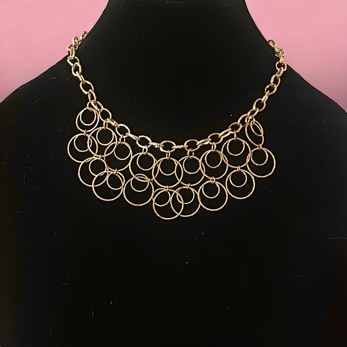 Other Gold tone hammered rings dangle necklace Size ONE SIZE - 1 Thumbnail