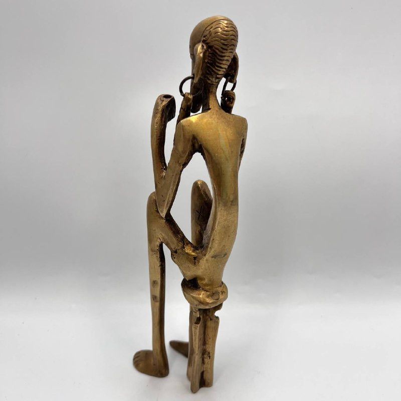 Vintage Antique Bronze African Man Figurine – Tribal Brass Statue Size ONE SIZE - 8 Thumbnail
