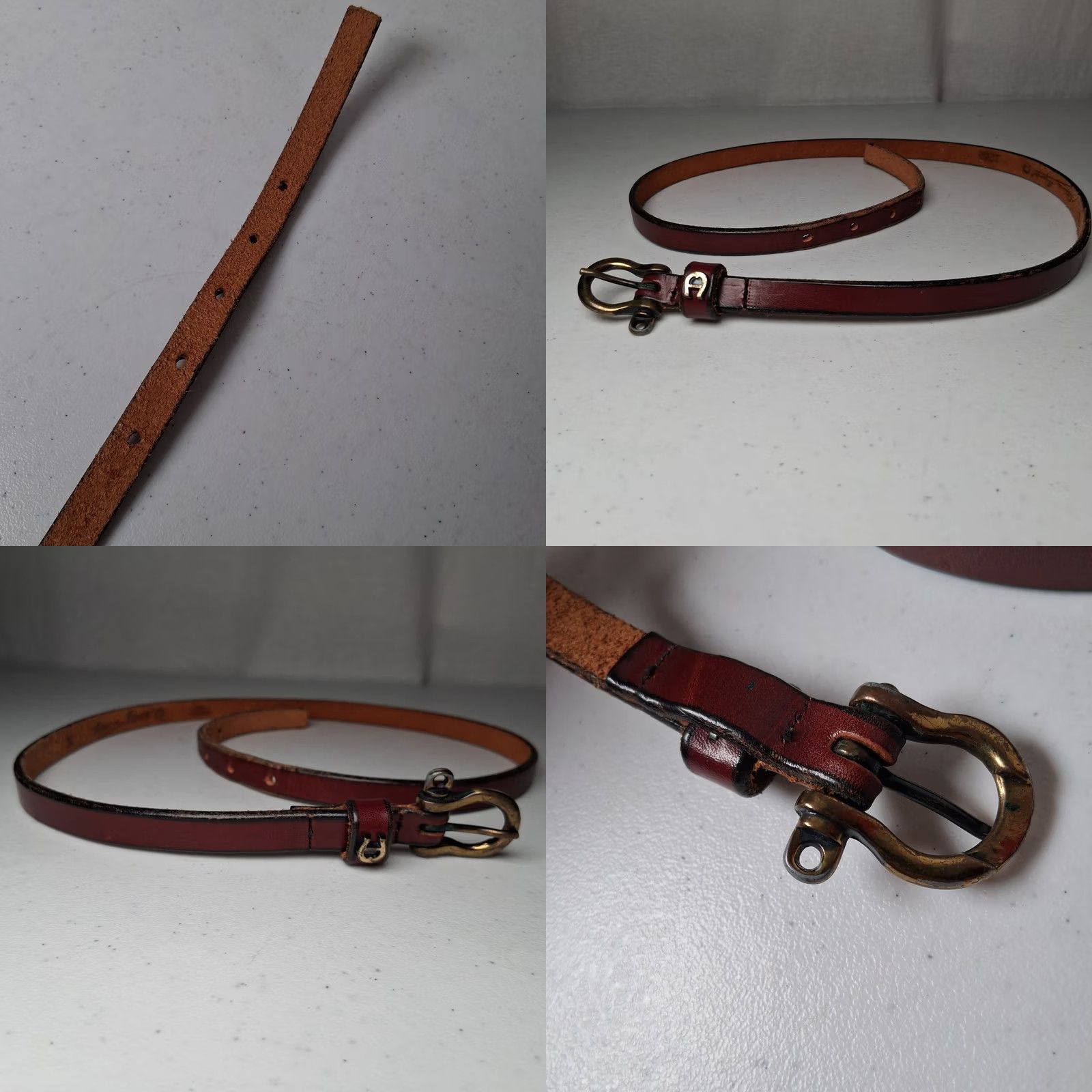 Etienne Aigner VINTAGE Etienne Aigner Belt Women 32 Leather Brass Buckle 1/2" Brown Adjustable Horsehoe Buckle Size ONE SIZE - 9 Thumbnail