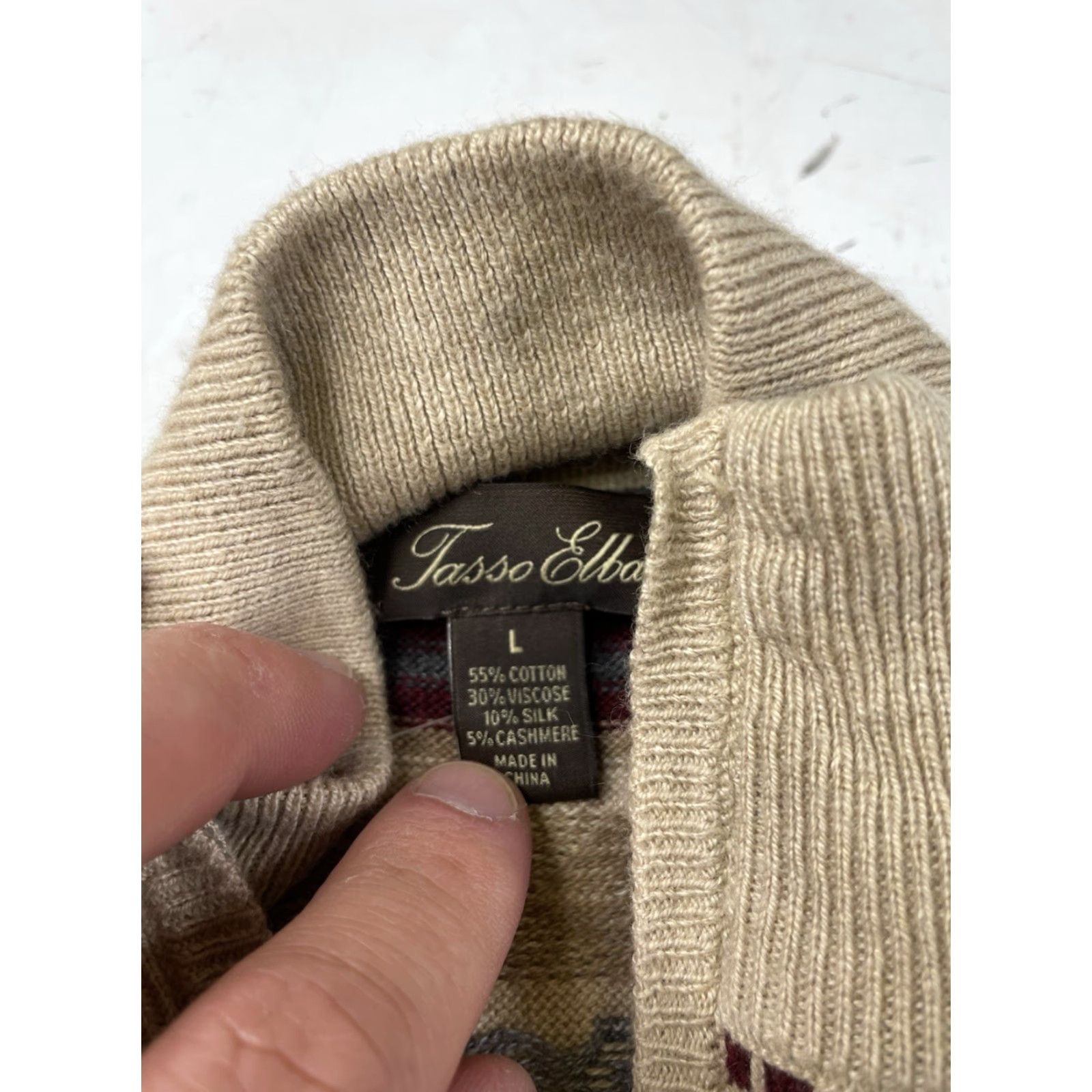 Tasso Elba Tasso Elba Sweater 1/4 Zip Pullover Men L Fair Isle Multicolor Knit Cashmere Blend Size US L / EU 52-54 / 3 - 4 Thumbnail
