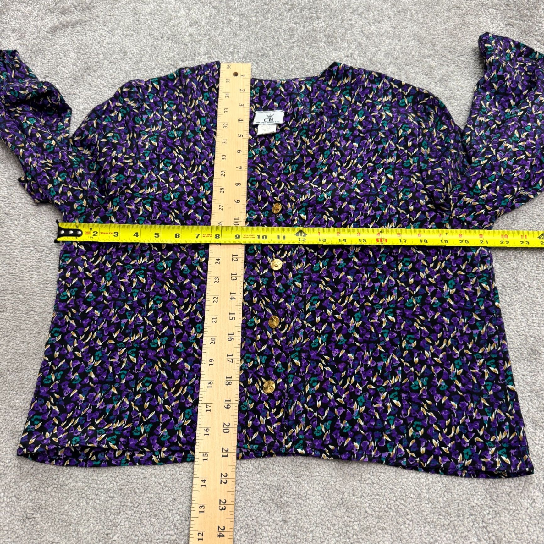 Vintage VINTAGE CB New York 90s Floral Blouse Womens 12 Purple Black Long Sleeve Floral Shirt Womens Regular Purple 90s Bohemian Retro Blouse Size XL / US 12-14 / IT 48-50 - 7 Thumbnail
