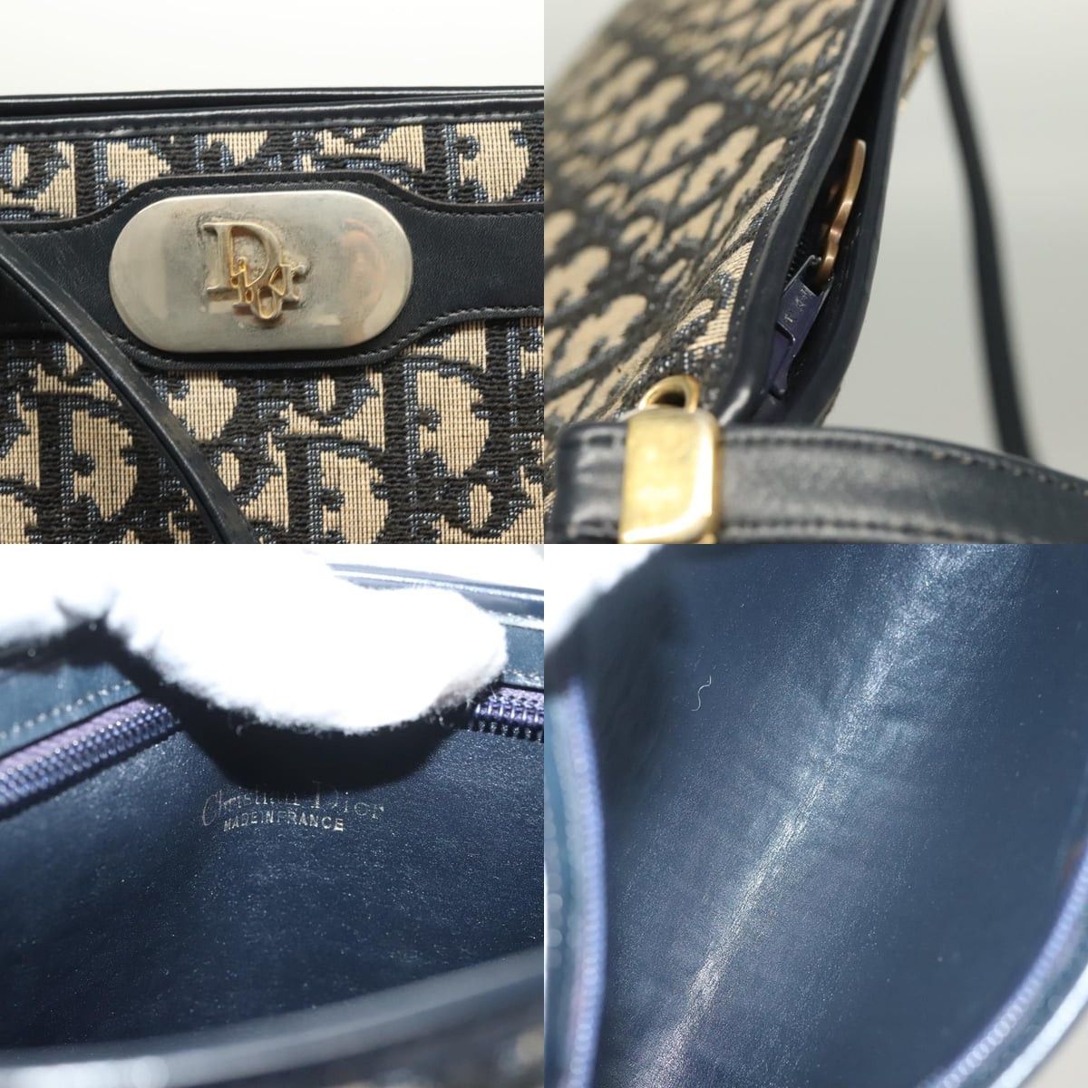 Dior DIOR Trotter Canvas Shoulder Bag Navy Gold Size ONE SIZE - 11 Thumbnail