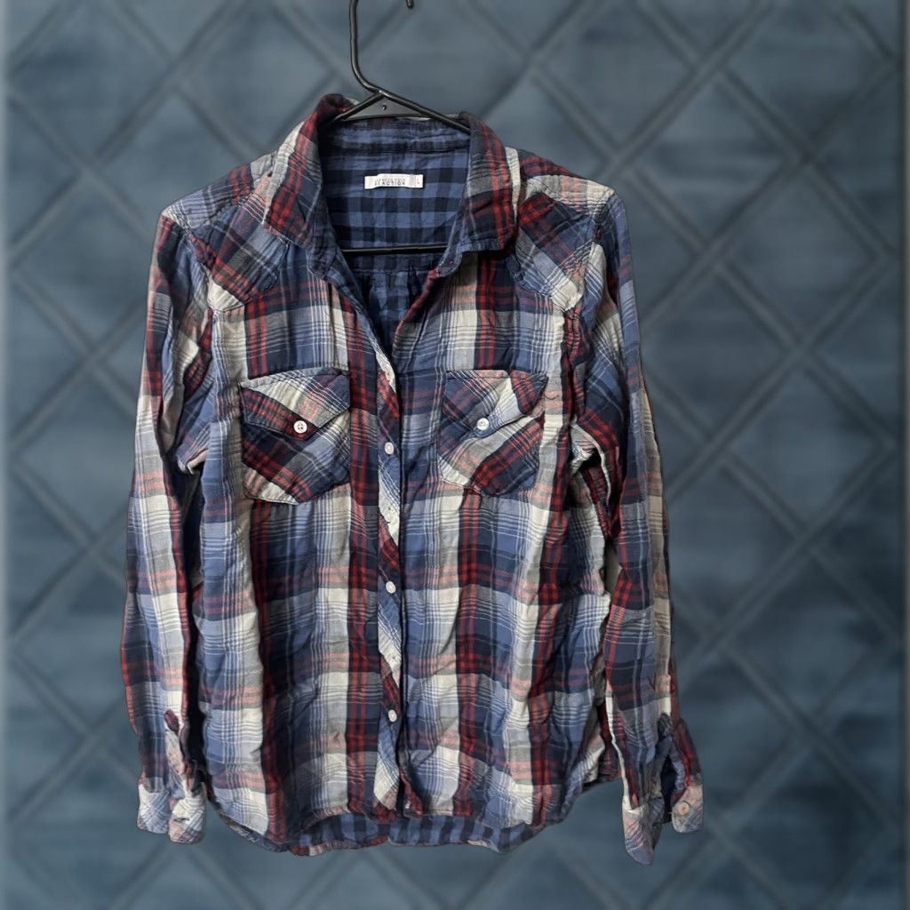 Kenneth Cole KENNETH COLE NEW YORK Shirt Men L Flannel Plaid Multicolor Button-Up Casual Workwear Knit Cotton Blend Slim Fit 3D All Seasons Fall Winter Spring Size US L / EU 52-54 / 3 - 1 Thumbnail