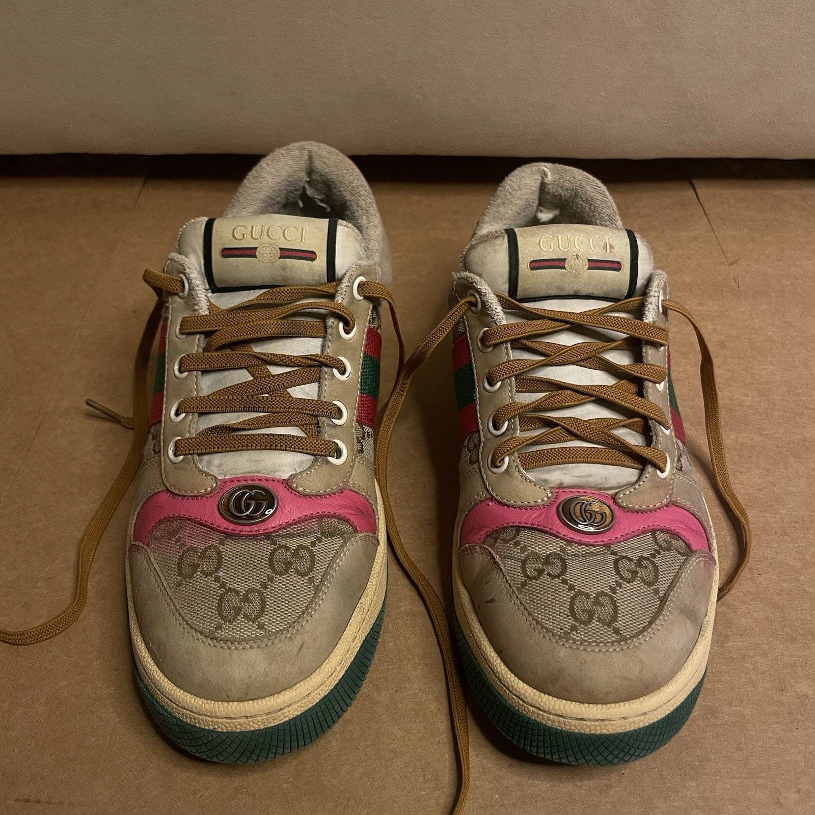 Gucci Gucci Sneakers Screener Distressed Leather Monogram Canvas Size US 8.5 / IT 38.5 - 2 Thumbnail