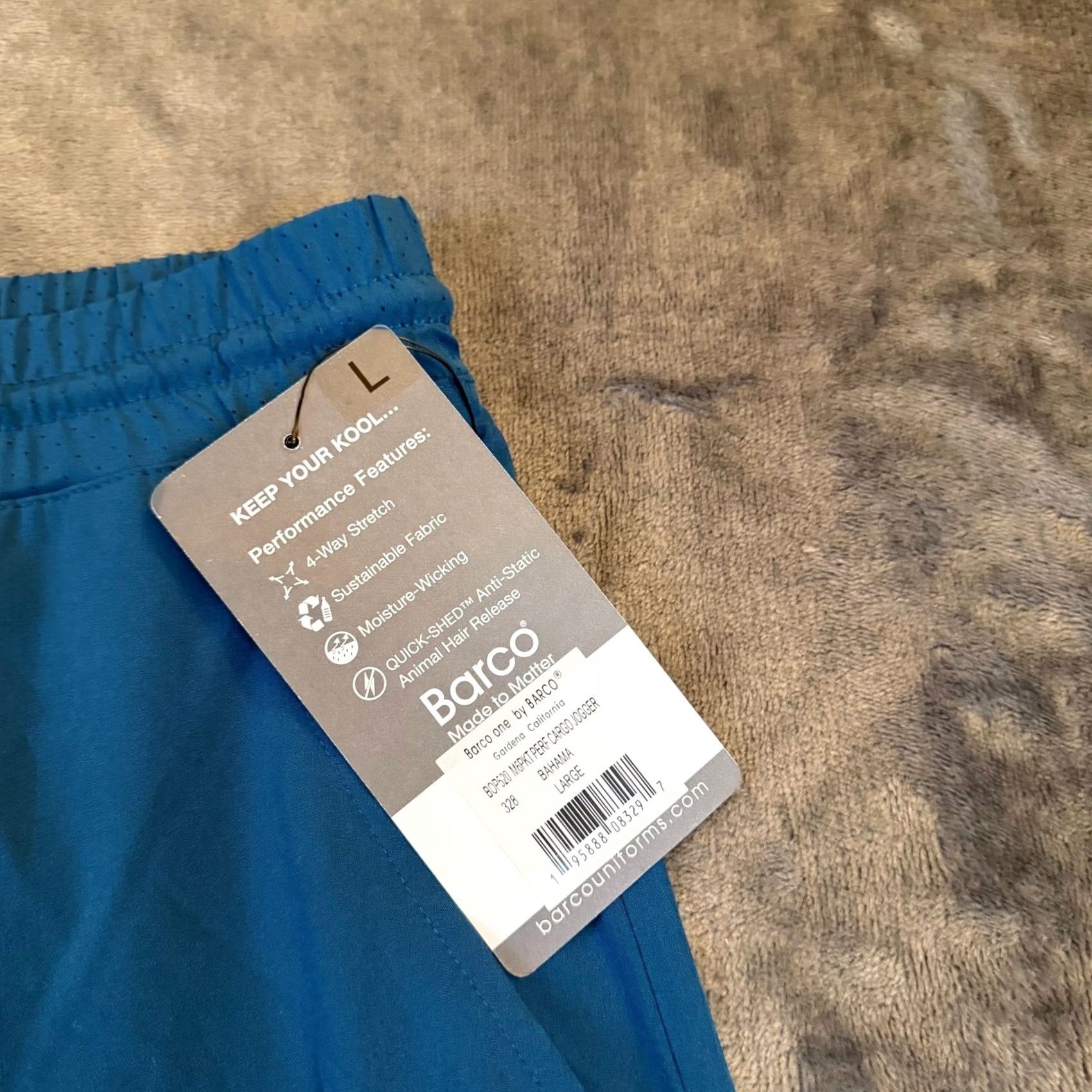 Vintage Barco One Cargo Jogger Scrubs Mens Large 6-Pocket Bahama Blue NWT Barco One Size US 33 - 3 Thumbnail