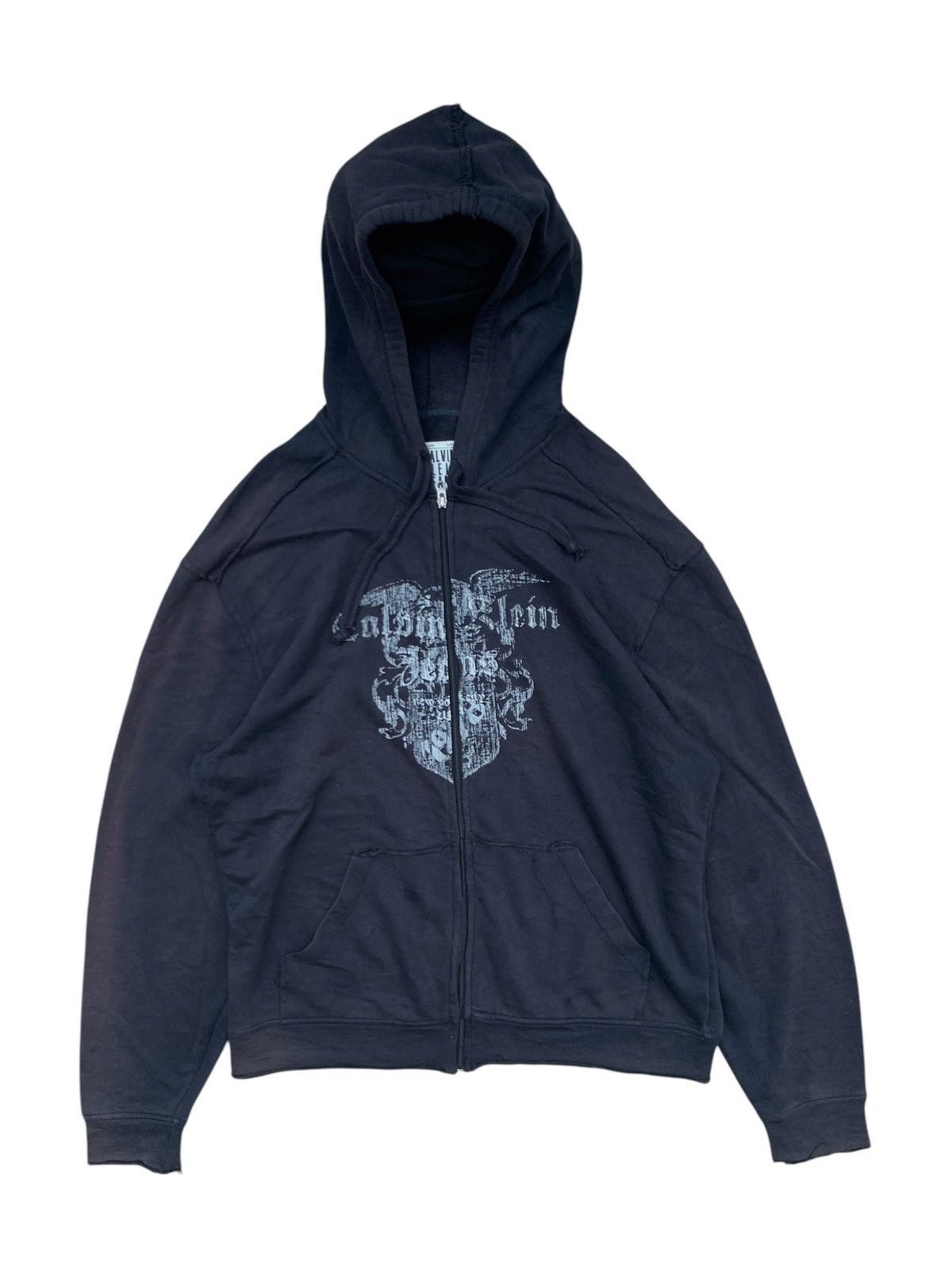 Vintage Thrashed Distressed & Faded Hoodie Calvin Klein zip Grunge Size US XL / EU 56 / 4 - 5 Thumbnail