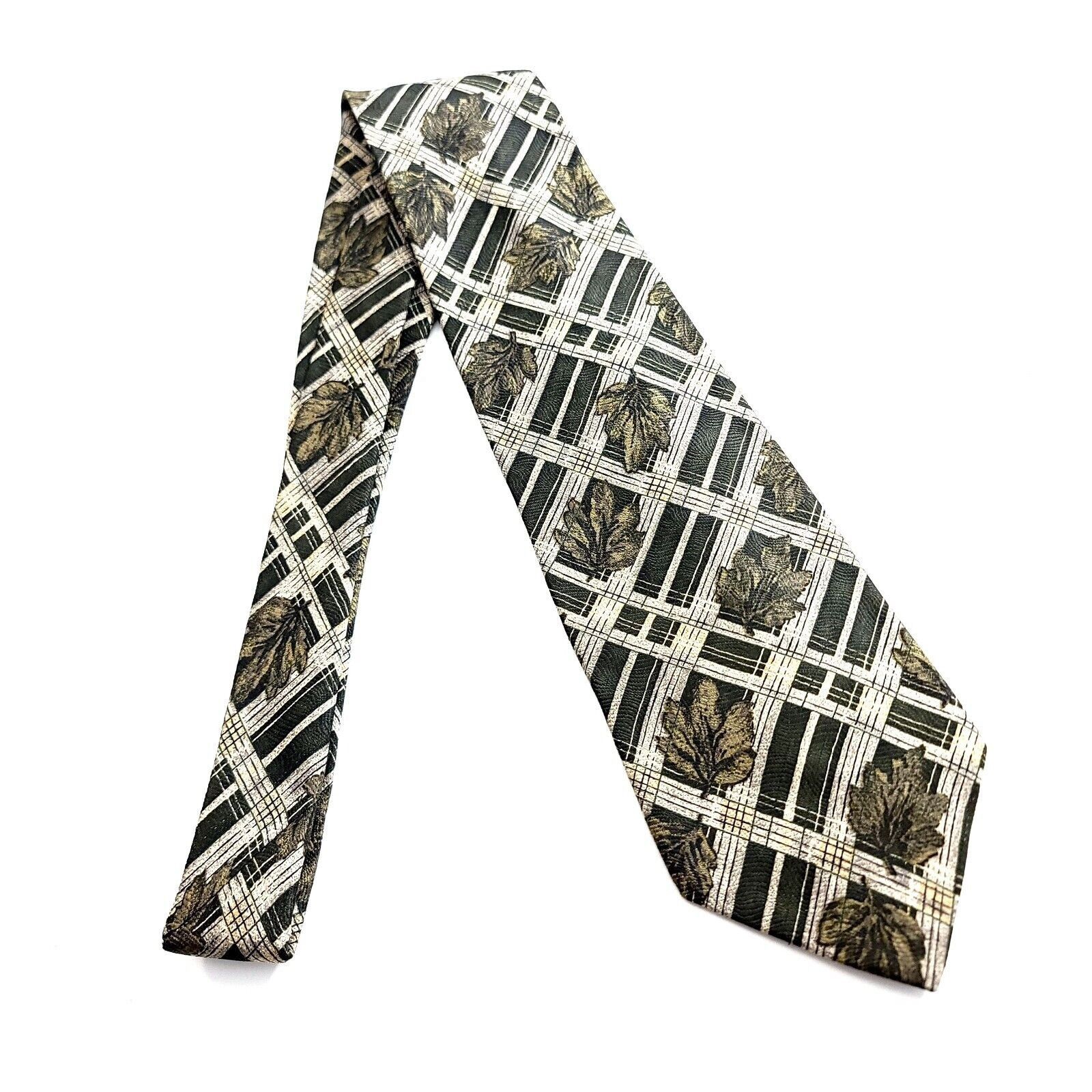 Alexander Julian Alexander Julian Colours Green Tan Leaf Print Plaid Wide Sil Size ONE SIZE - 6 Thumbnail