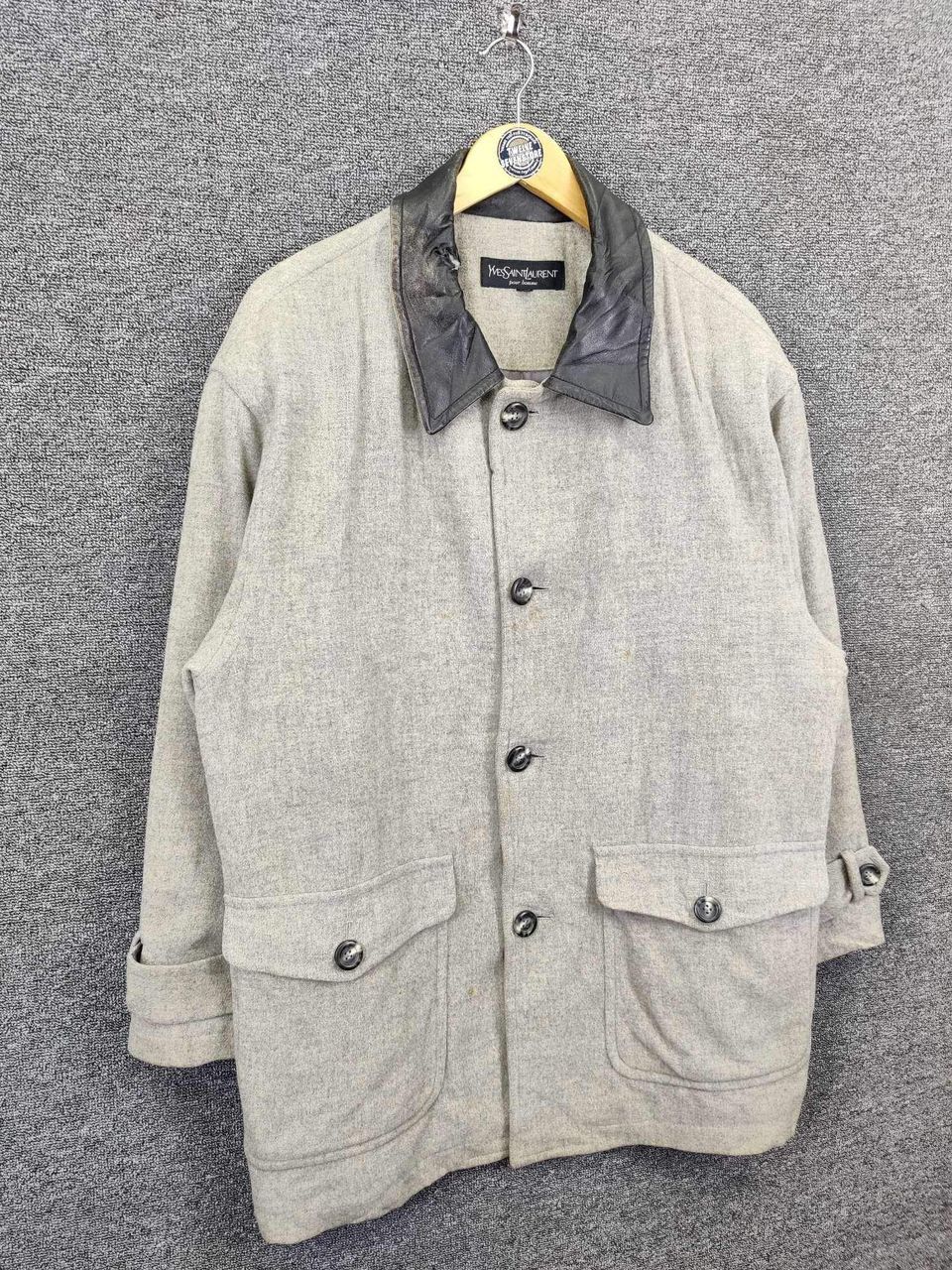 Yves Saint Laurent Vintage 90s Yves Saint Laurent Pour Homme Wool Button Coat Size US XL / EU 56 / 4 - 5 Thumbnail