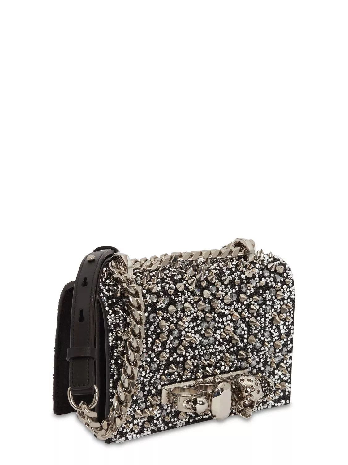 ALEXANDER MCQUEEN Mini Jewelled Black/Silver Bag