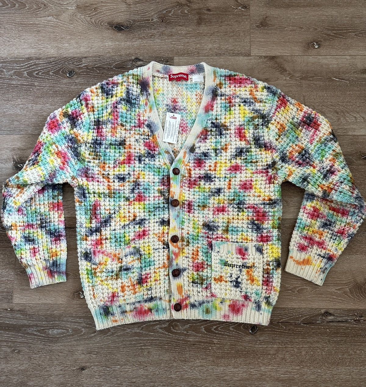 Supreme Supreme Waffle Knit Cardigan Tie Dye (w/ tag) | Grailed